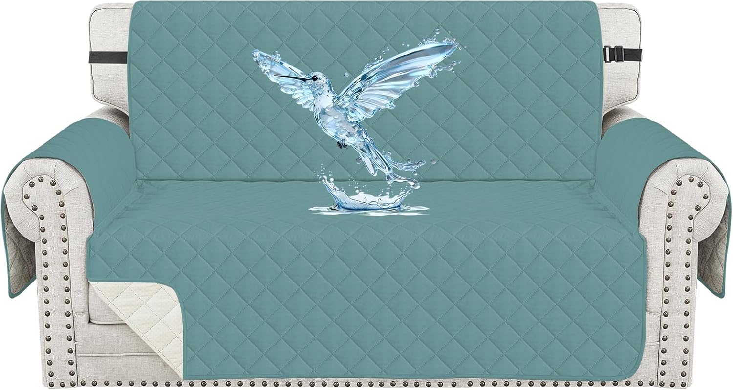 Detalle de Housse de Canapé CYCMACO Imperméable 2 Places avec Accoudoirs – Bleu Clair