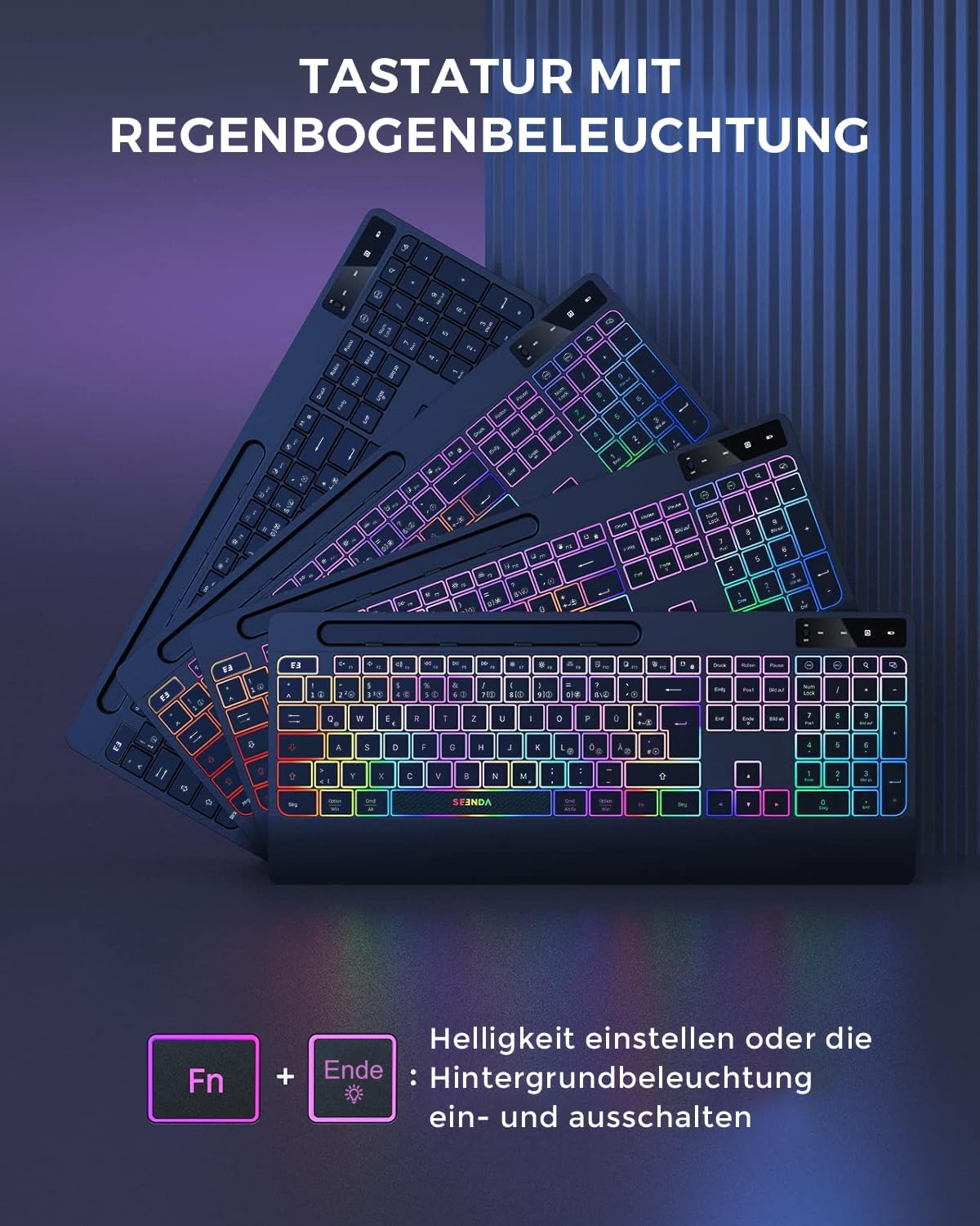 Detalle 2 de seenda JPX006 kabelloses Tastatur-Maus-Set 3 DPI