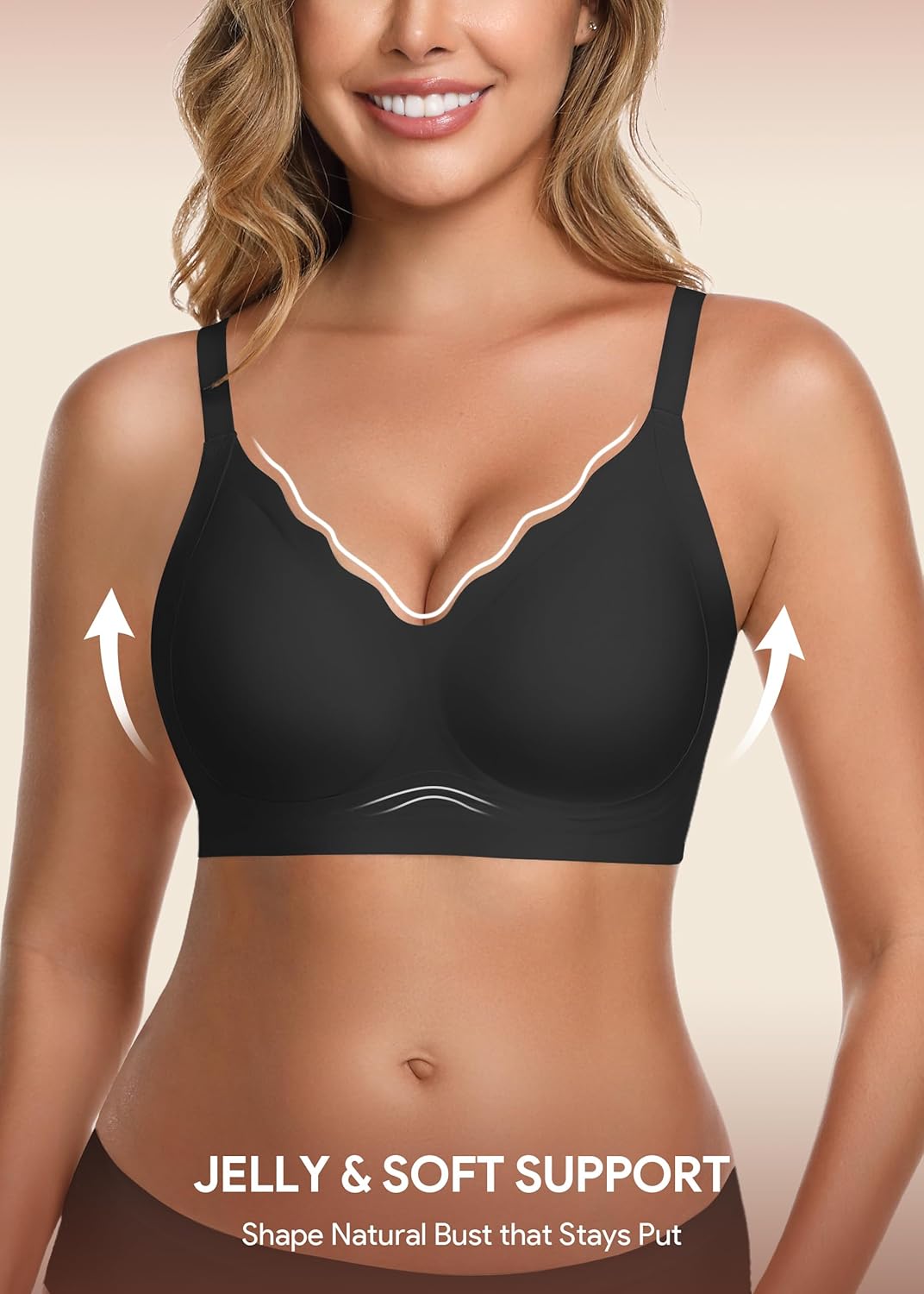 Thumbnail 1 de HBselect Jelly Bras for Women No Underwire 3PCS – Seamless Wireless Push Up with Scalloped Lift