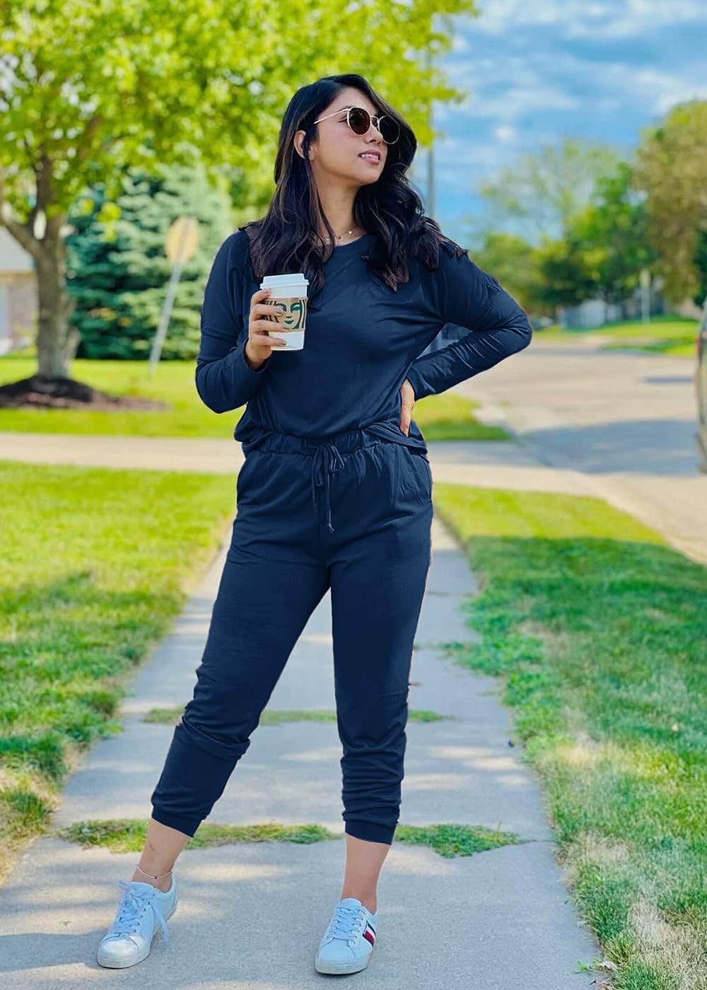 Thumbnail 3 de PRETTYGARDEN Women Fall 2 Piece Lounge Outfit: Cozy Long Sleeve Top + High Waisted Jogger Set