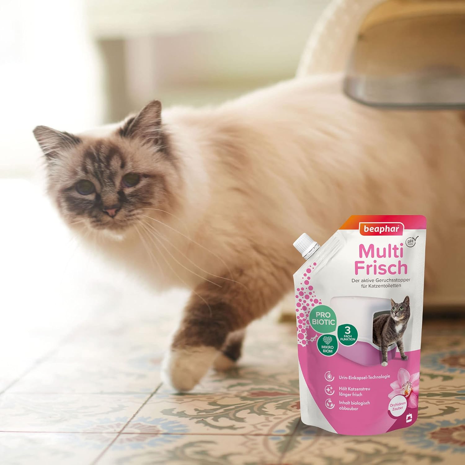 Detalle de Beaphar Multi Frisch Orchideenzauber, 400 g – Geruchsstopper für Katzenstreu
