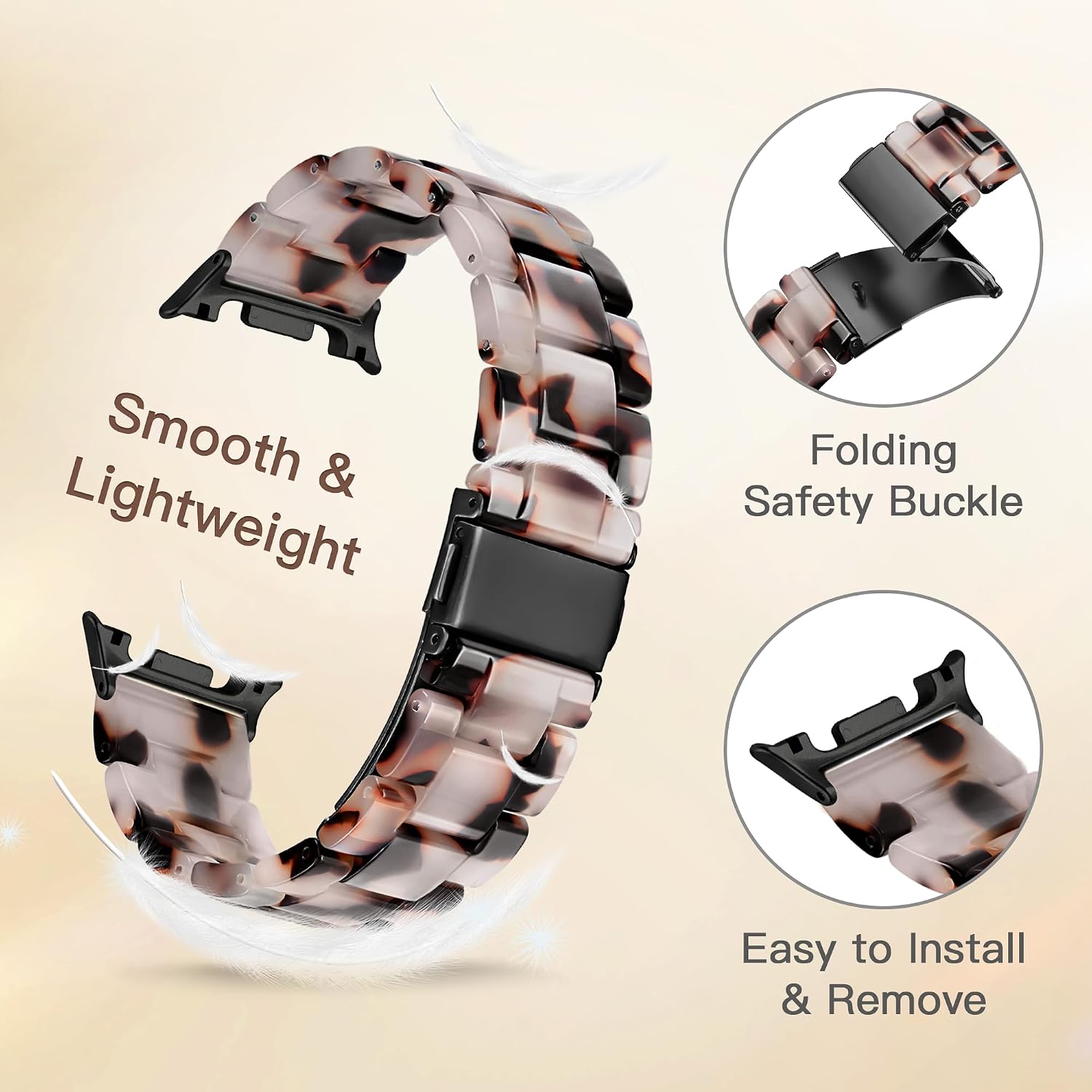 Detalle 2 de G-ficu Resin Band for Samsung Galaxy Watch (8/7/6/5/4) 40mm/44mm and 8 Classic 46mm – lightweight resin strap