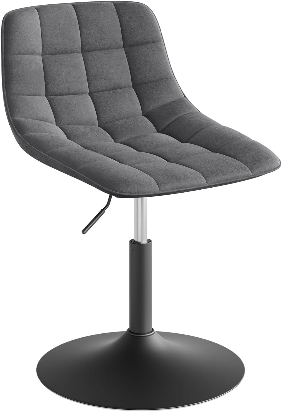Detalle de WOLTU Schminktisch Stuhl / Hocker mit Rückenlehne – höhenverstellbar, 360° drehbar, Samt, dunkelgrau