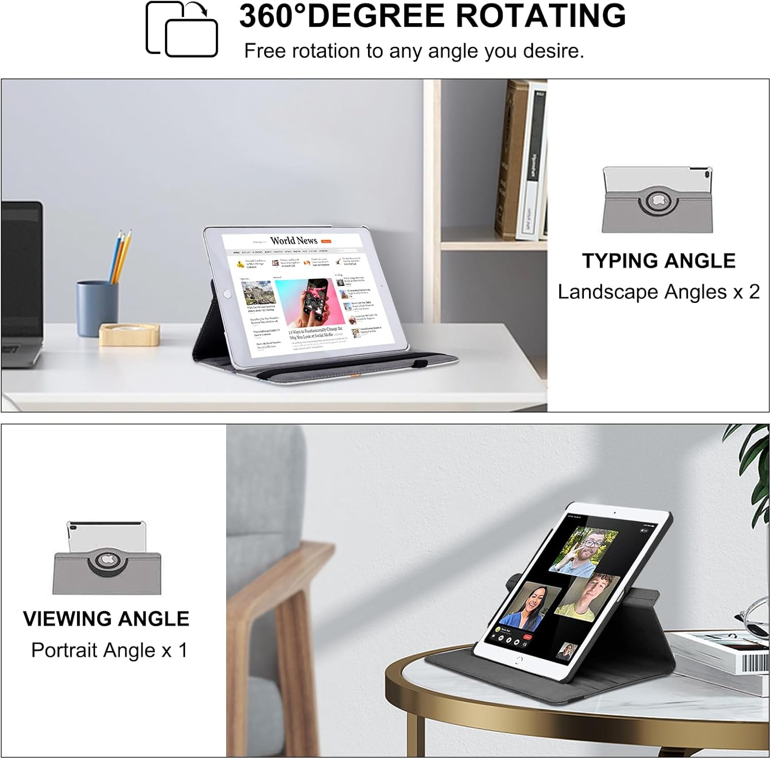 Thumbnail 4 de Ceysin 360° Rotating Case for iPad 9th/8th/7th Gen 10.2" with Auto Wake Sleep (Black Hummingbird)
