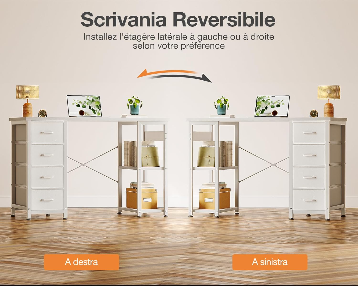 Thumbnail 6 de Coleshome Piccola Scrivania 100x40cm con 4 cassetti 🪑