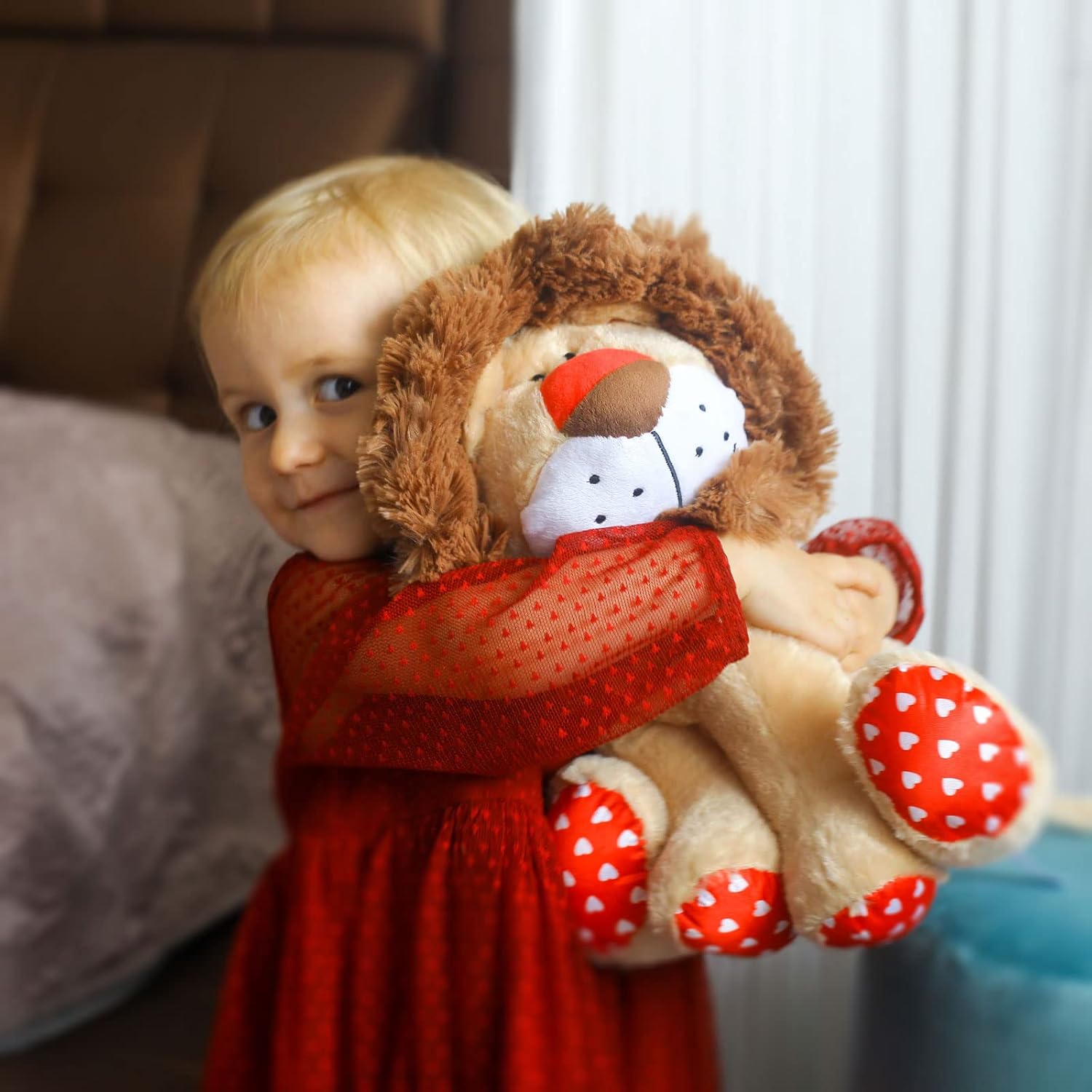 Thumbnail 6 de WEIGEDU Love Lion Stofftier König Löwe, 35 cm – Mähne aus einem Stück, Herzmuster an Schwanz & Pfoten