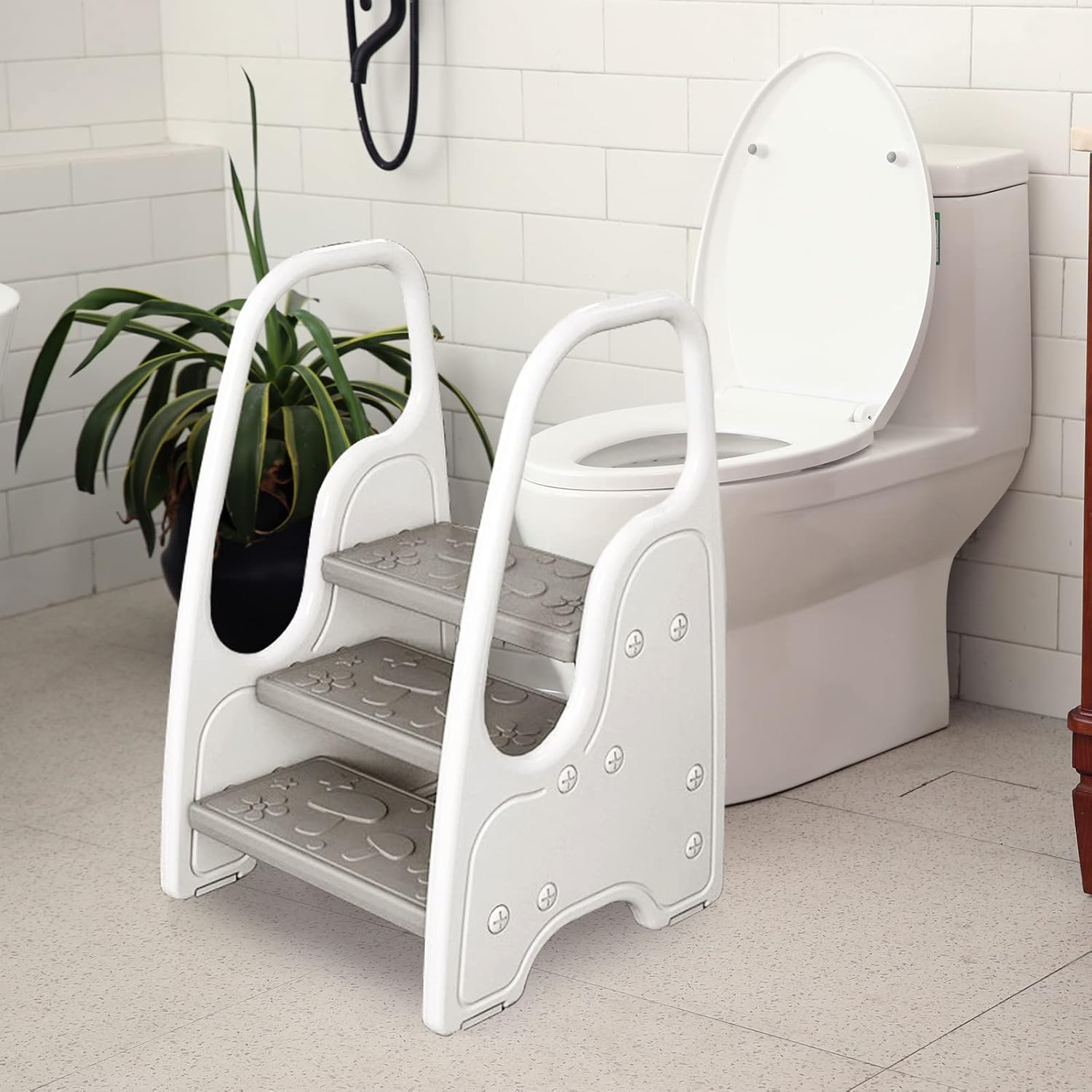 Thumbnail 4 de Wiifo WF-3CFSJTD-GRAY 3-Step Toddler Stool, Grey with Safety Handles