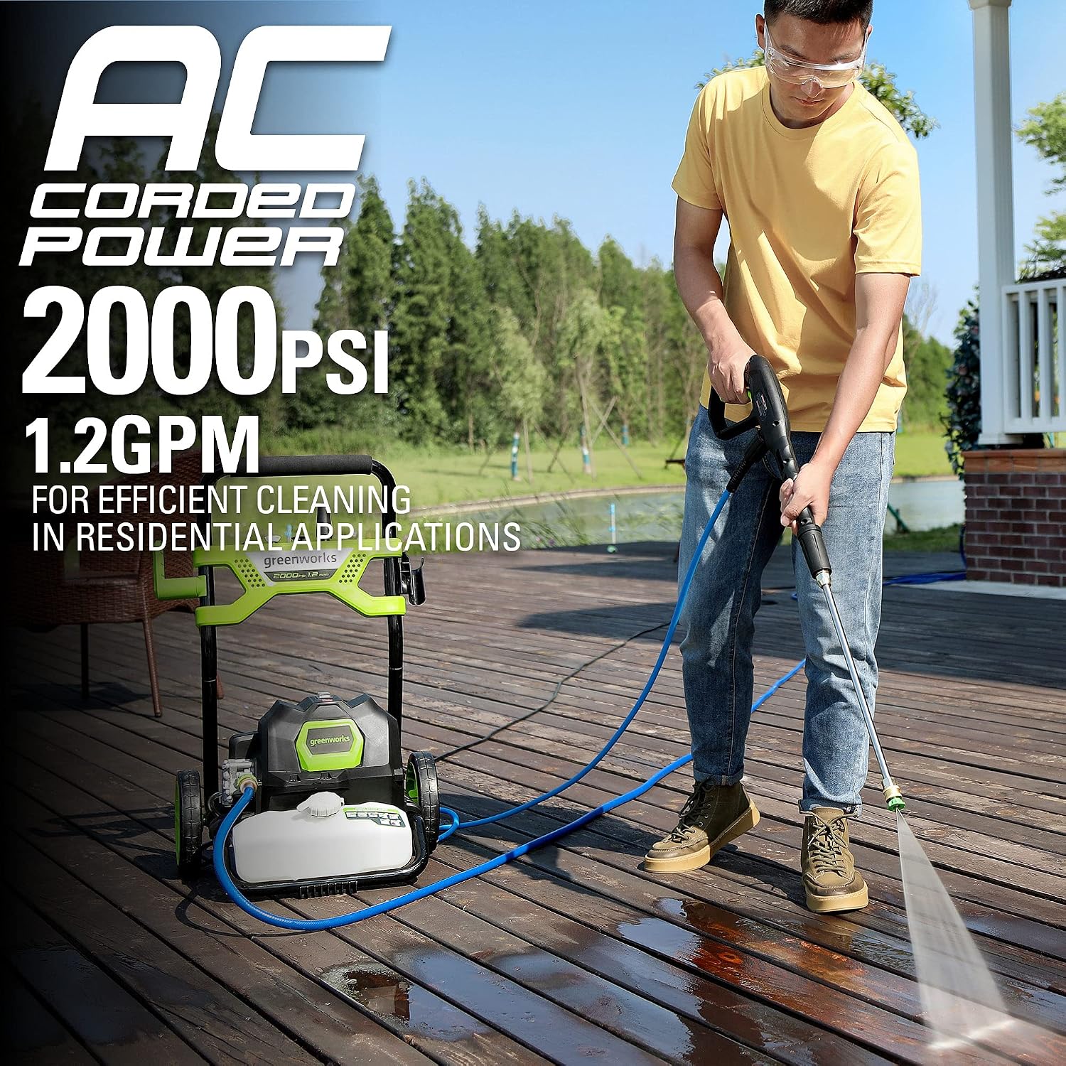 Detalle de Greenworks GPW2003 2000 PSI Electric Pressure Washer, 1.2 GPM