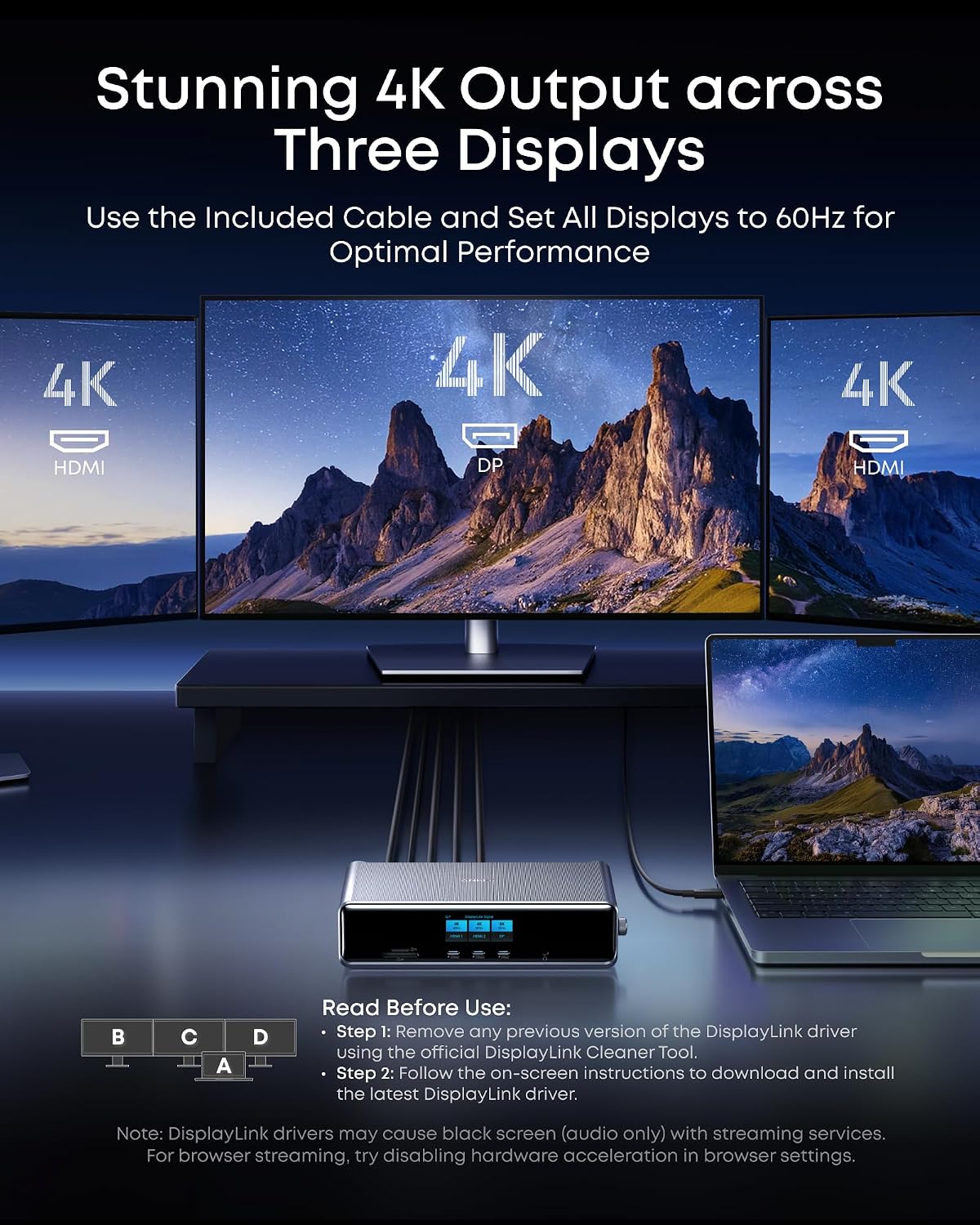 Detalle de Anker Prime Docking Station DL7400, 14-in-1 Triple Display Dock, 140W