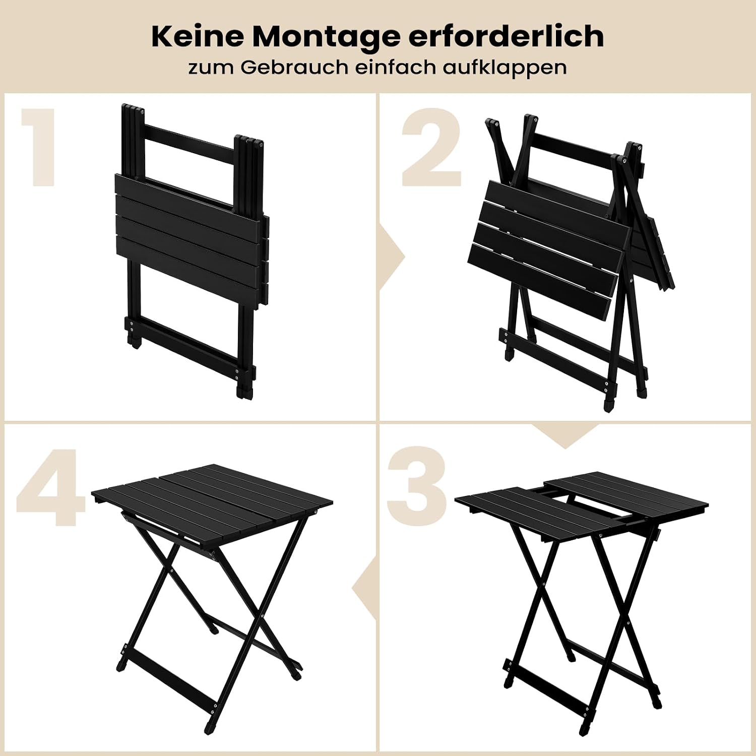 Thumbnail 6 de WOLTU klappbarer Campingtisch aus Aluminium (50,5 × 59,5 × 47 cm) in Schwarz
