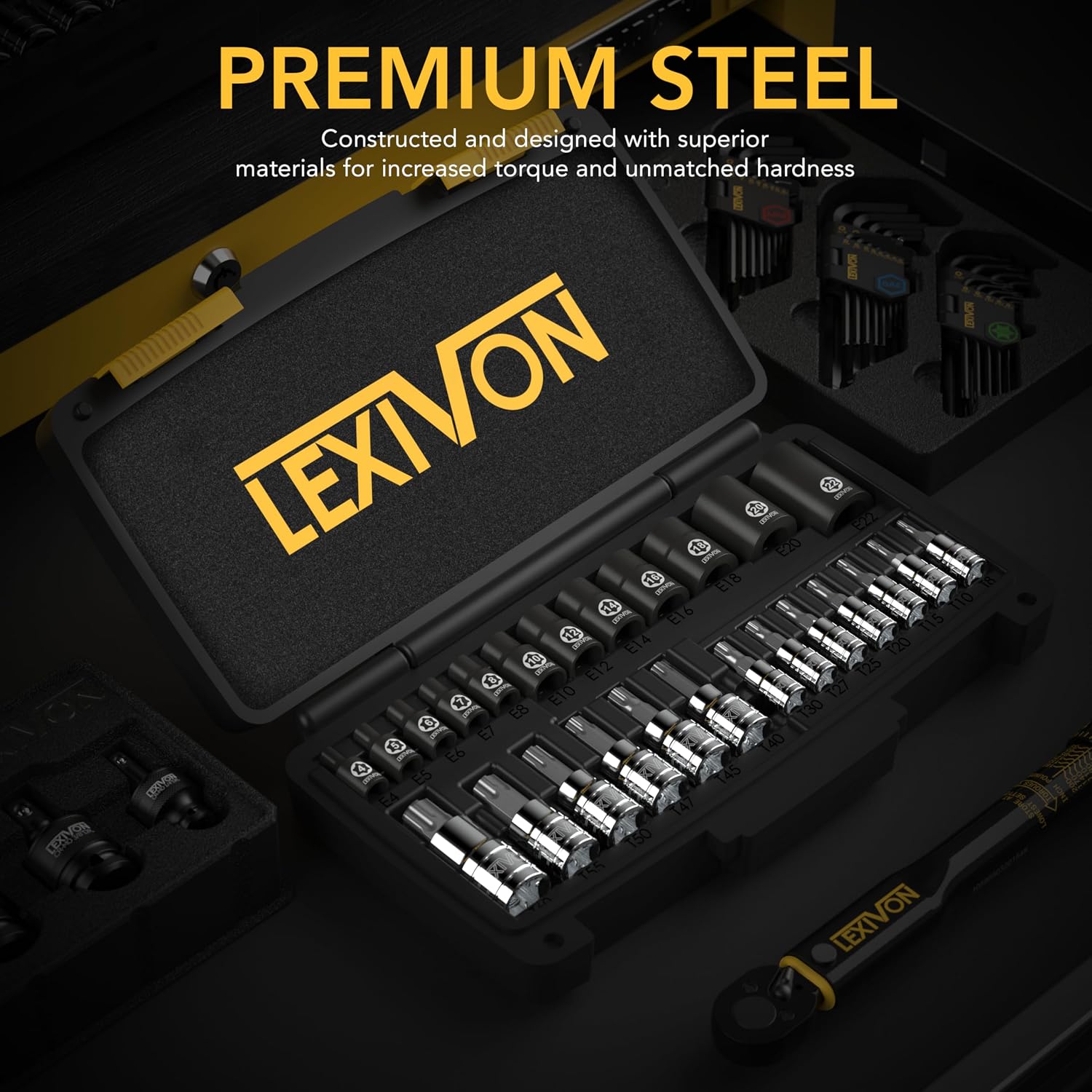 Detalle 2 de LEXIVON LX-148 Torx Bit and Socket Set, 25-Piece, S2 and Cr-V Steel