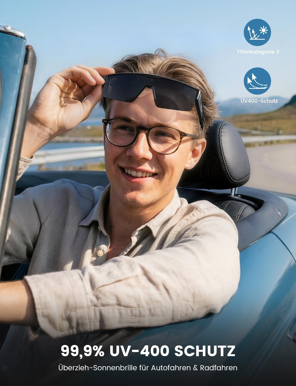 Detalle 2 de Lamicall Überzieh-Sonnenbrille: Polarisierte Überbrille für Brillenträger (TR-90, 25 g)