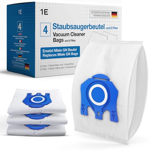 Detalle de 1E 4 Staubsaugerbeutel Typ GN für Miele Complete C3, C2 & C1 – Beutelset inkl. Filter