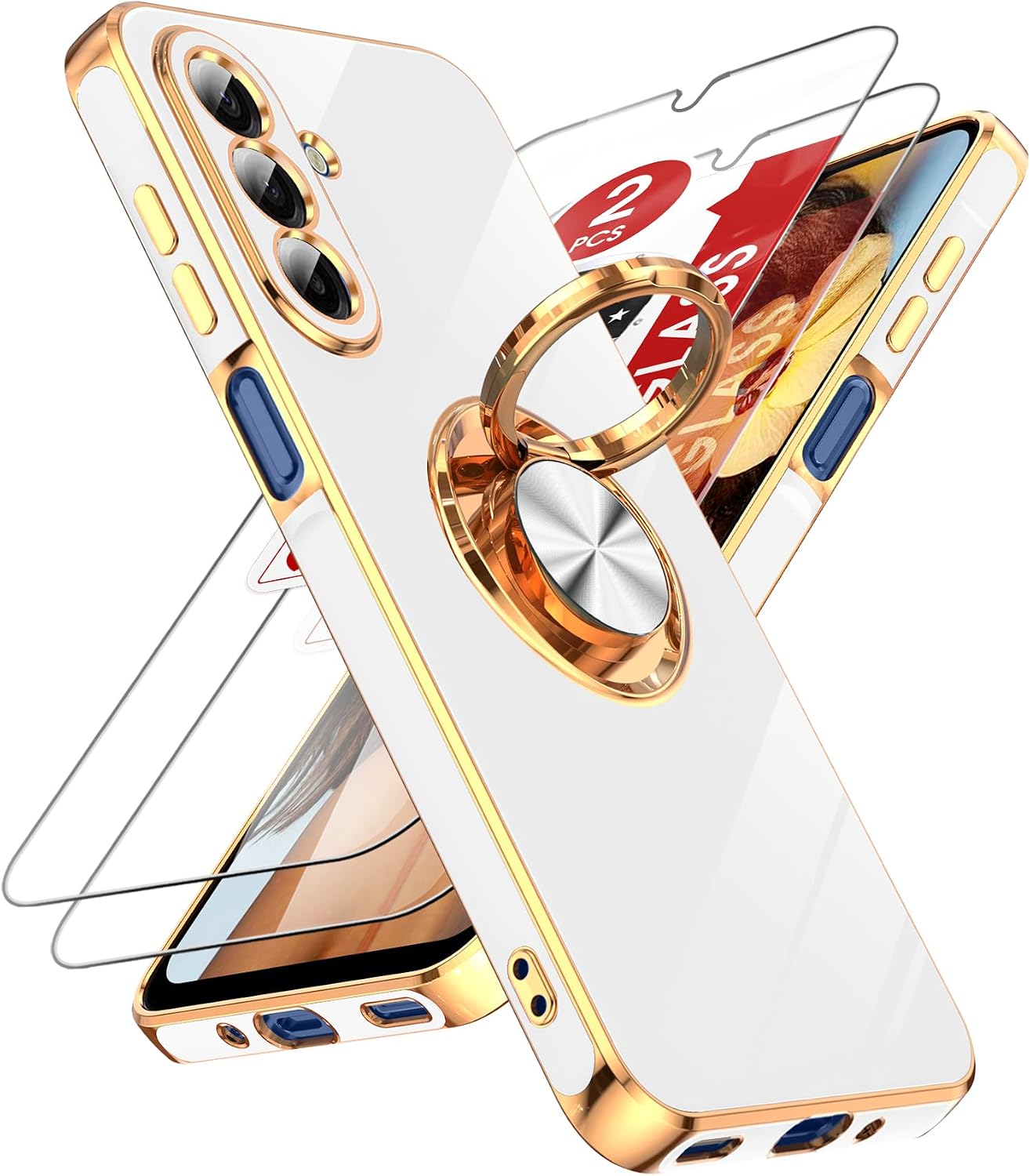Detalle de LeYi Samsung Galaxy A17 5G Case with 360° Ring Stand, 2 Screen Protectors