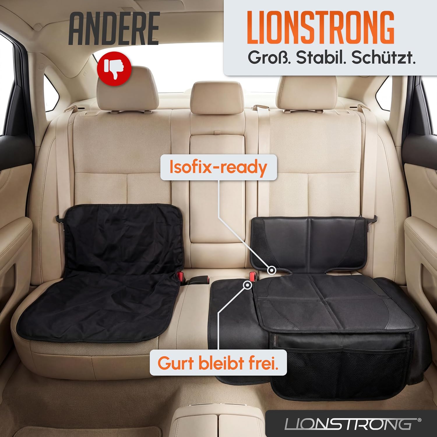Thumbnail 4 de LIONSTRONG Kindersitzunterlage XL Schutz, Schwarz