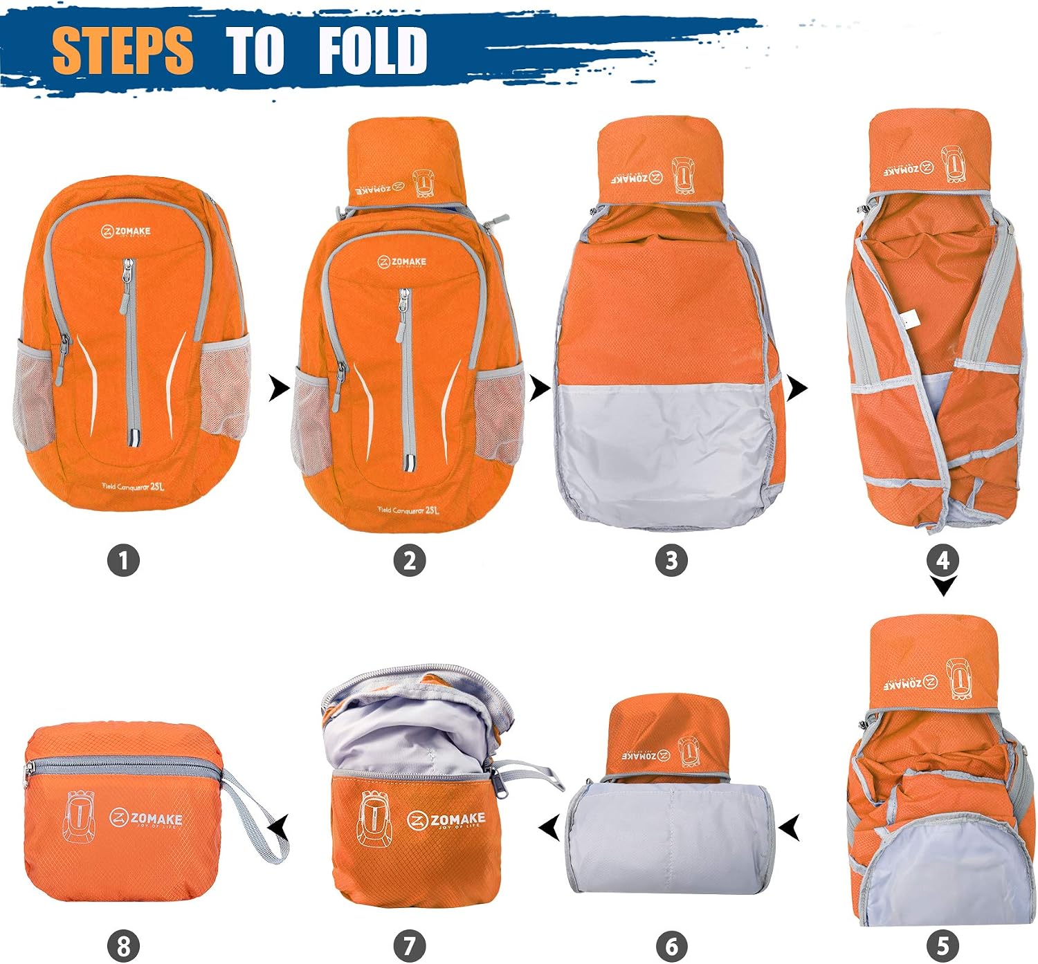 Detalle 2 de ZOMAKE sac à dos pliable 25L ultra léger