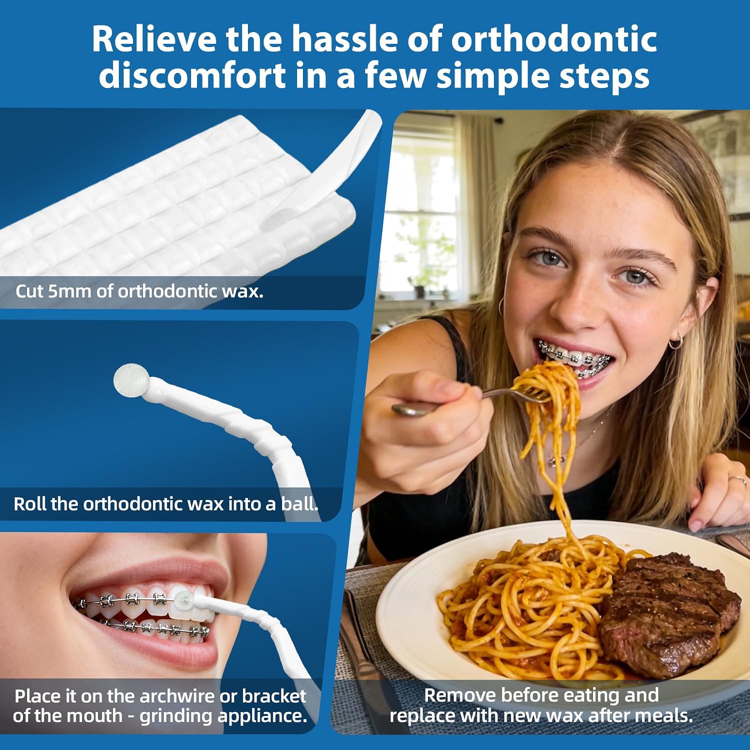 Detalle de VINSULLA Orthodontic Wax, 500 Mint Pre-Sized Dots in 10 Packs