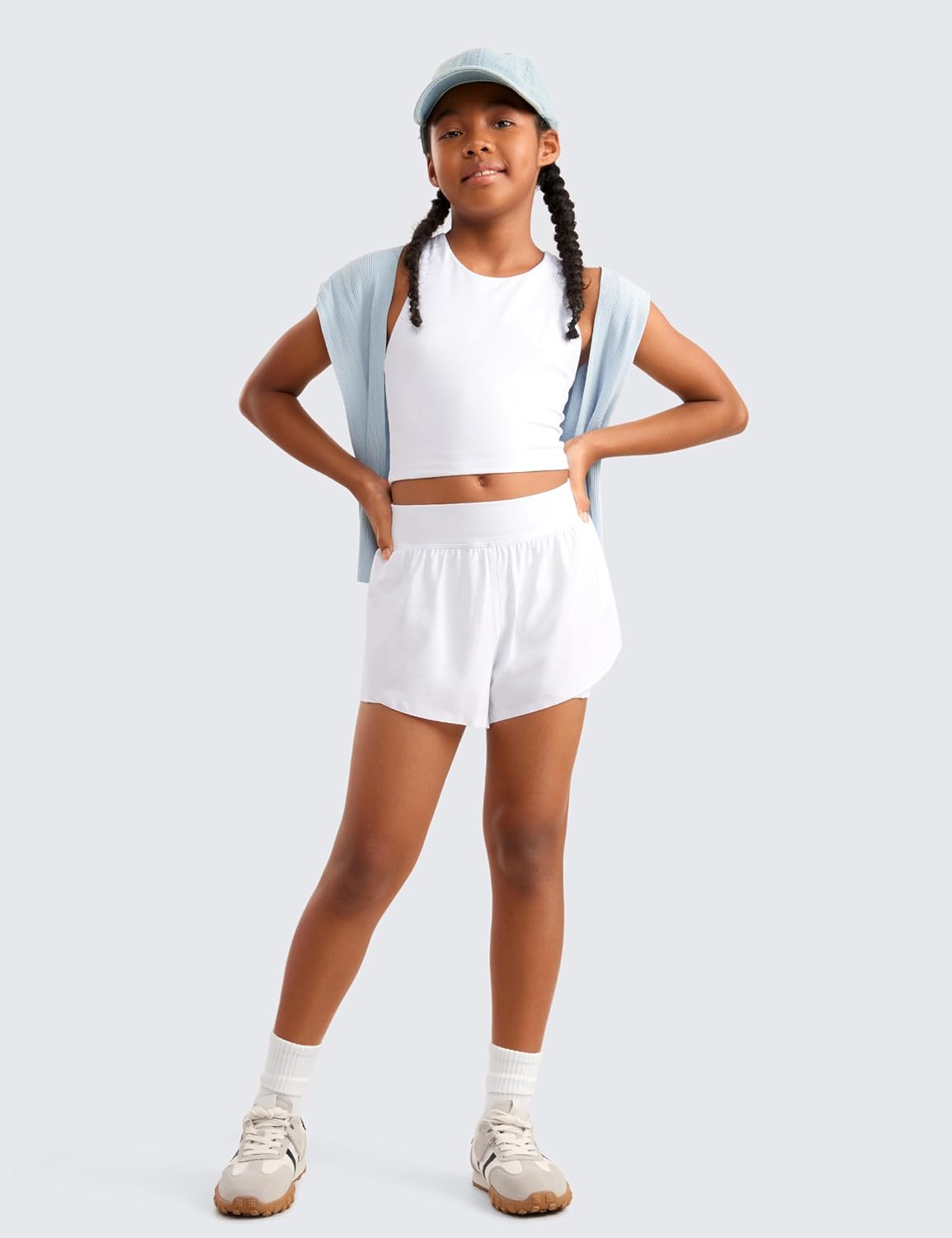 Thumbnail 1 de CRZ YOGA Filles short 2 en 1 dauphin athlétique : hauteur + poches pour la course et le tennis