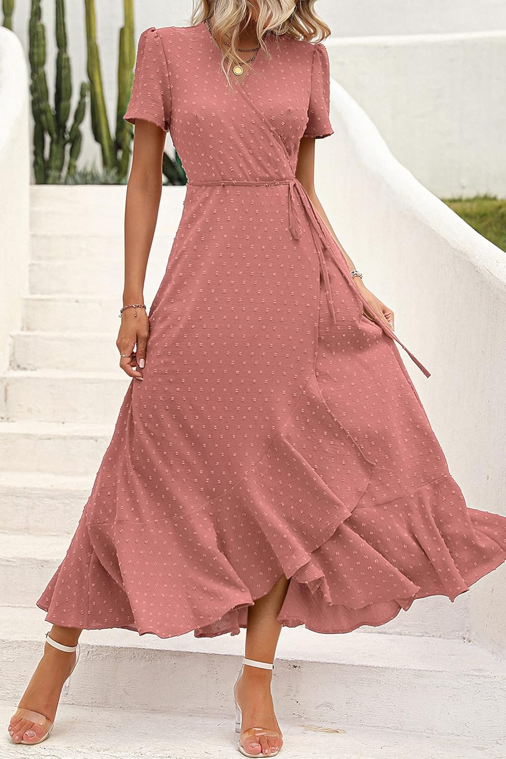 Thumbnail 5 de PRETTYGARDEN Women’s Boho Floral Maxi Dress with Wrap V-Neck & High Side Slit