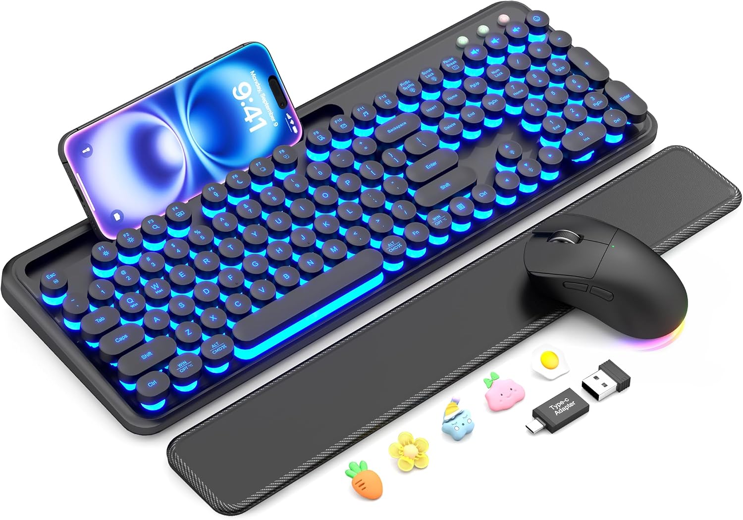 Detalle de SABLUTE CK13Pro Wireless Keyboard and Mouse with Backlit Keys and Wrist Rest