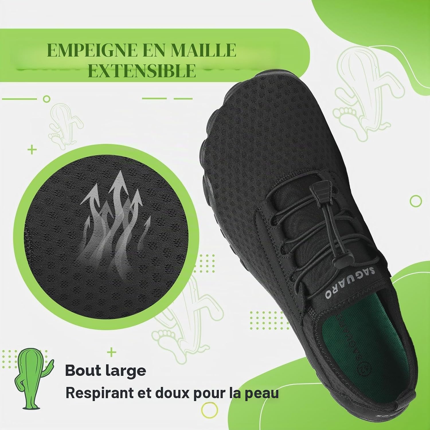 Detalle de SAGUARO Homme Femme Chaussures Aquatique Séchage Rapide — Chaussons de Plage GR.36-48 EU