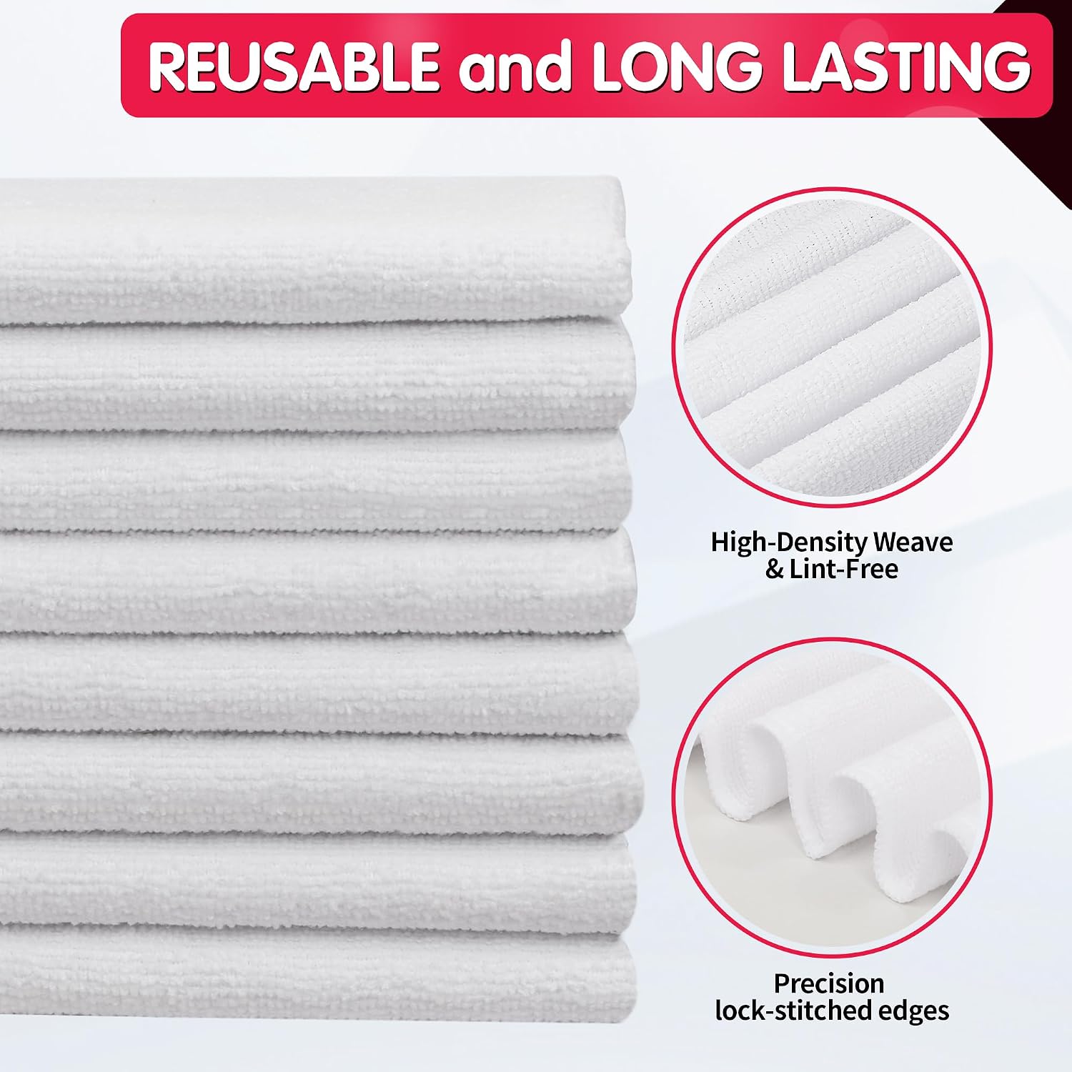 Detalle de FIXSMITH FM-JLC21-08PK-W Microfiber Cleaning Cloths, 8-Pack, 16 x 12 in