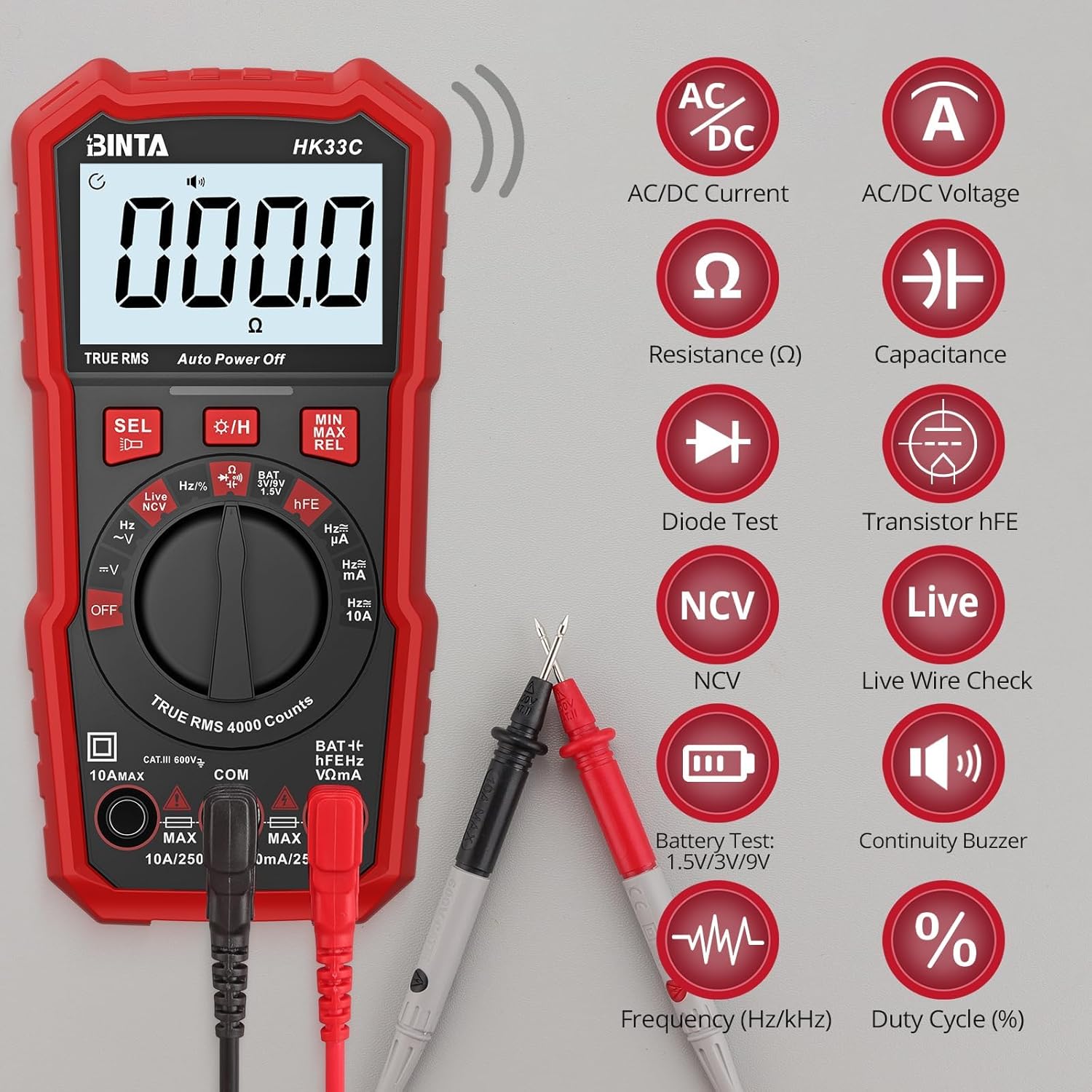 Detalle de BINTA Digital Multimeter 4000-count auto-ranging ๐