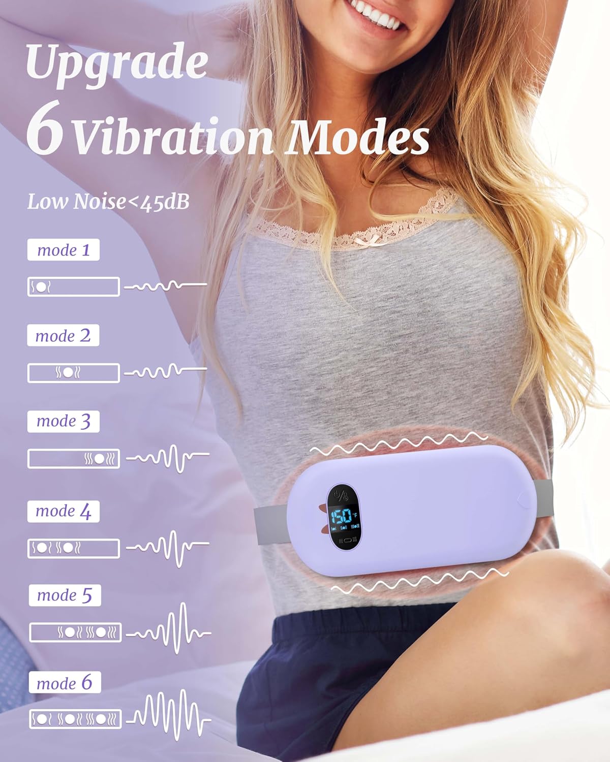 Thumbnail 4 de Heat Pad for Period Pain Relief – Upgraded Electric Fast Heating Pad with 6 Heat & 6 Massage Modes (Purple)