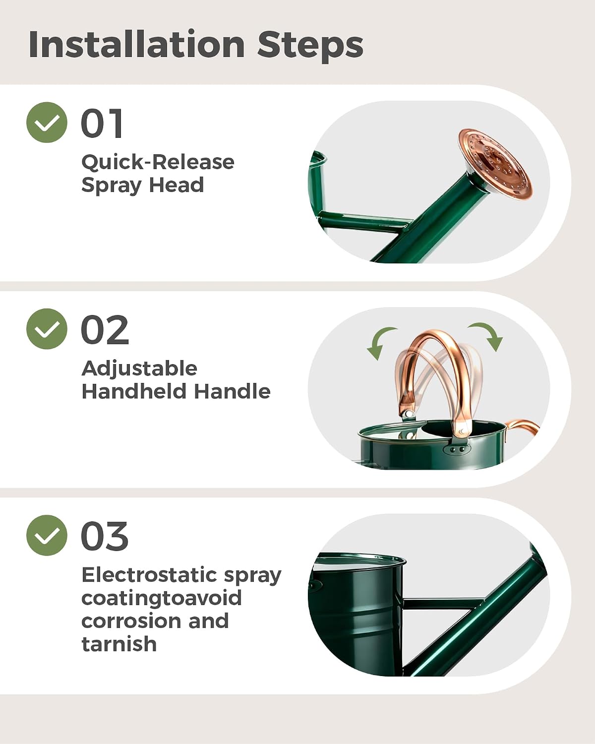 Detalle de Bamworld 1 Gallon Stainless Steel Watering Can with Long Spout (Green)