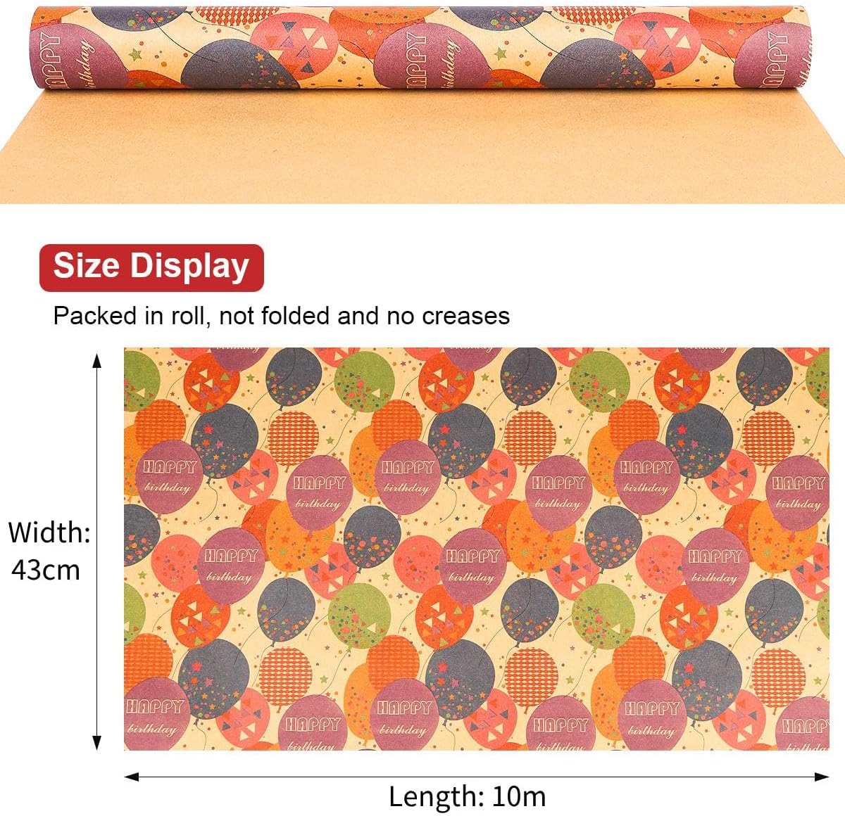 Thumbnail 5 de HBell Wrapping Paper Roll 43cm x 10m colourful dots gift wrap