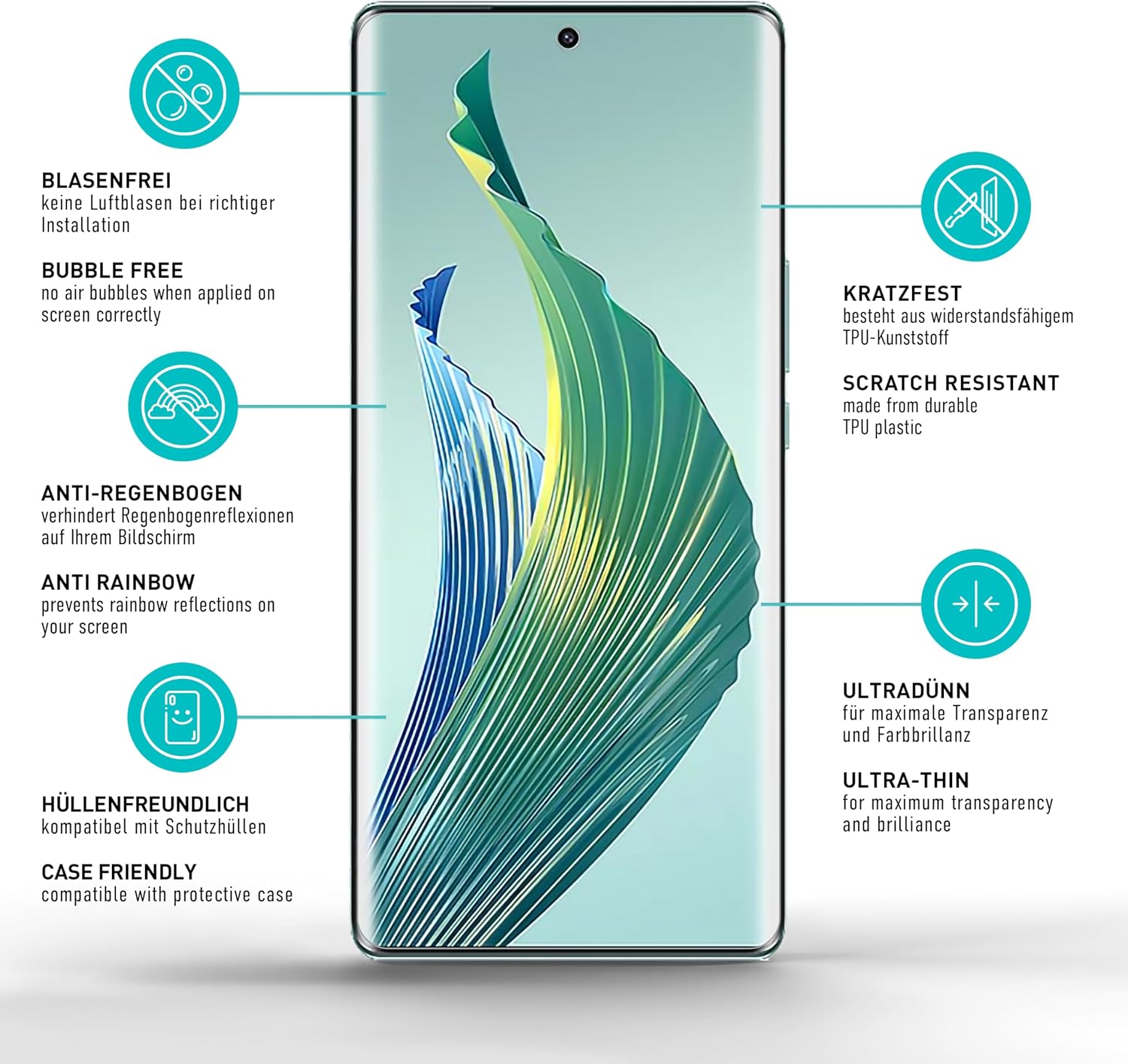 Thumbnail 4 de SmarTect TPU Screen Protector for Honor Magic 5 Lite, 2 Films and Camera Protectors