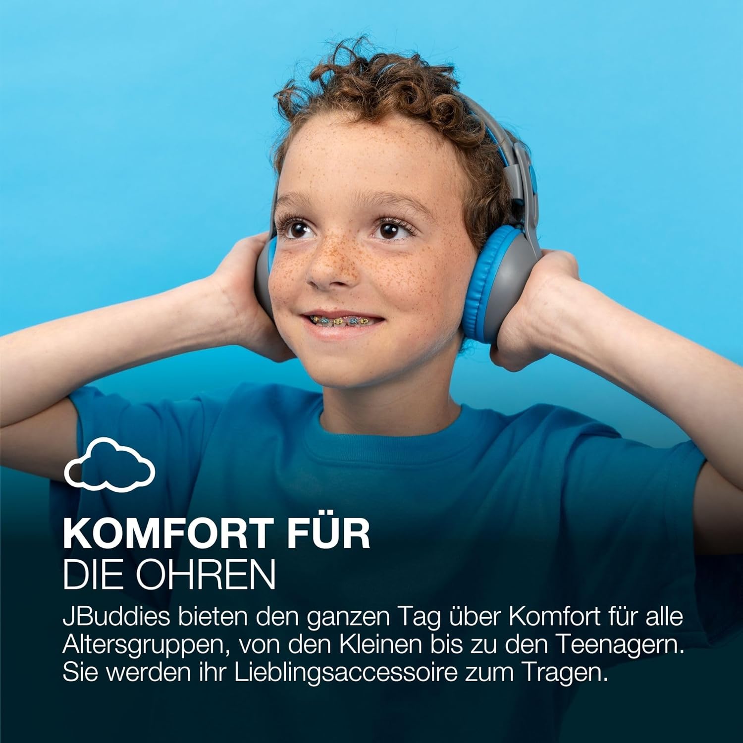 Thumbnail 2 de JLab JBuddies Studio 2: lauterkeitsicherer Kinder-Kopfhörer (kabellos & kabelgebunden) Grau/Blau