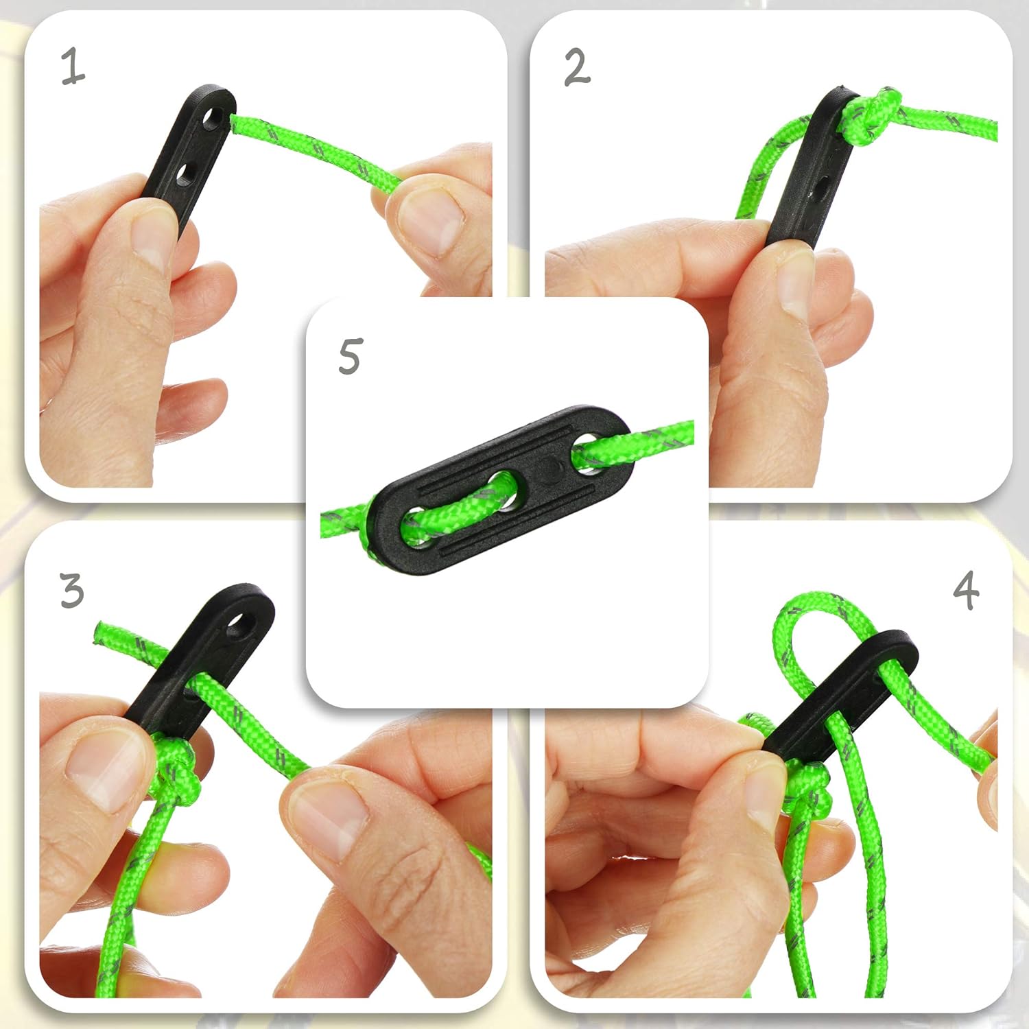 Thumbnail 2 de COM-FOUR® 8X haubans 4 m pour Le Camping — corde de tente réfléchissante verte (8 pièces)