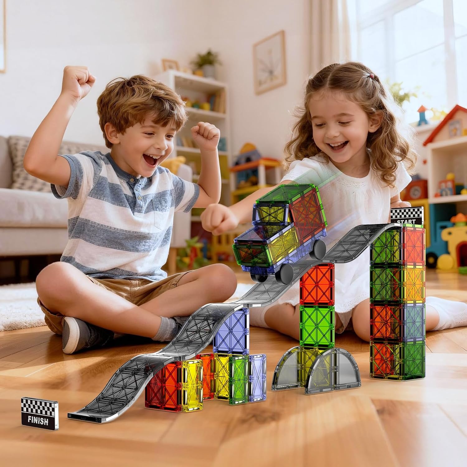 Thumbnail 6 de Magnetische Bausteine Straßenset 40-teilig