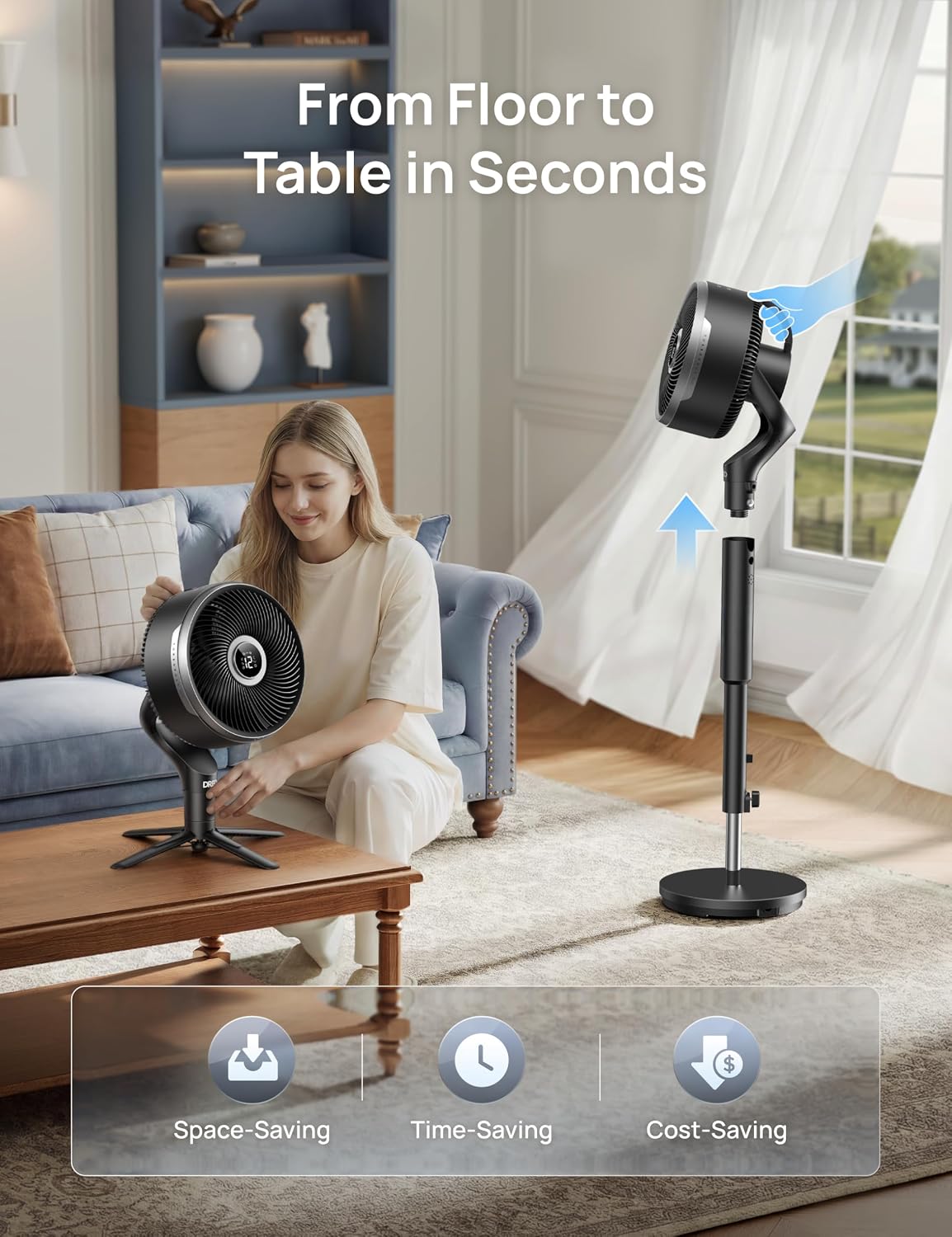 Thumbnail 3 de DREO Smart Fan for Bedroom: 2-in-1 Floor & Table Fan with Omni-Directional Oscillation