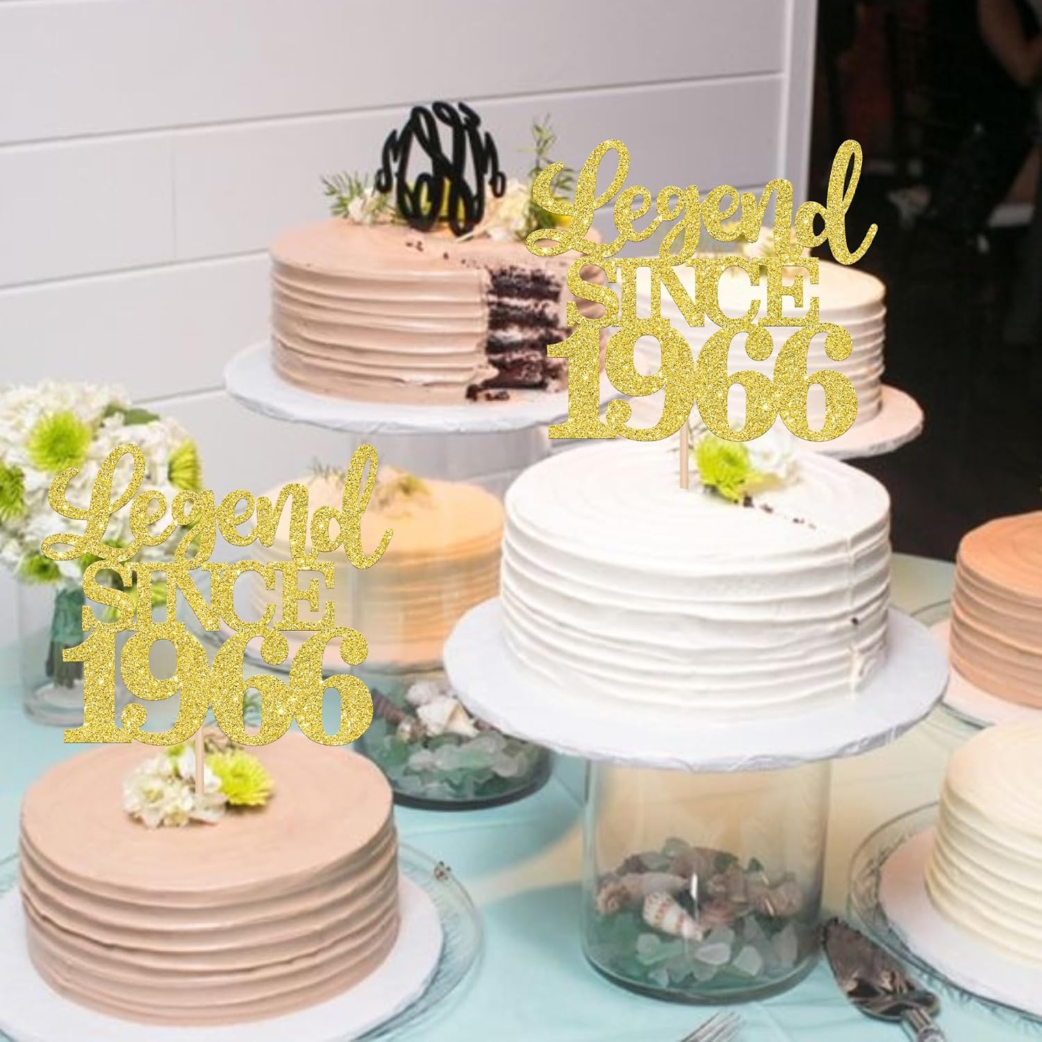 Thumbnail 5 de SYKYCTCY 60th Birthday Glitter Cake Topper – Legend Since 1966 Gold