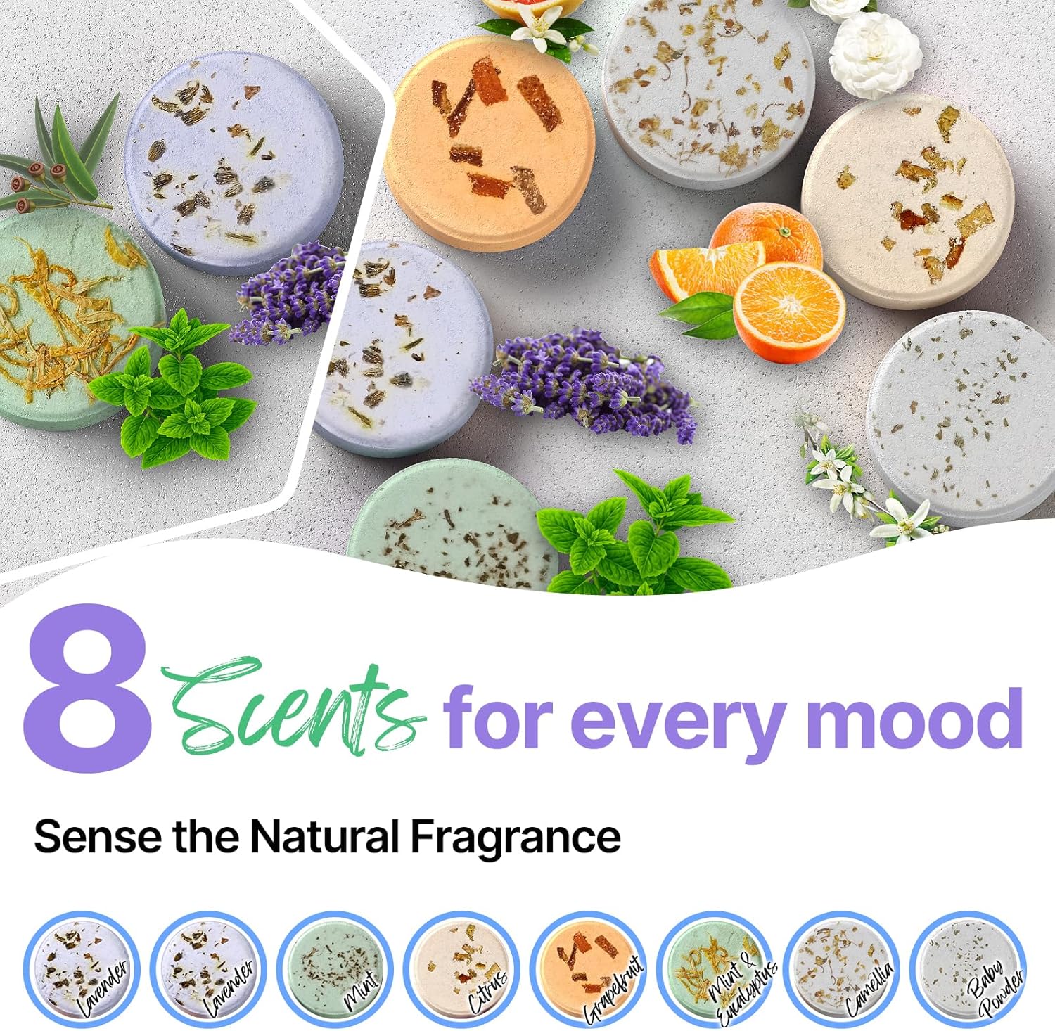 Detalle 2 de BLRIET YGG-Bath Shower Steamers, 8 Count with 7 Aromatherapy Scents