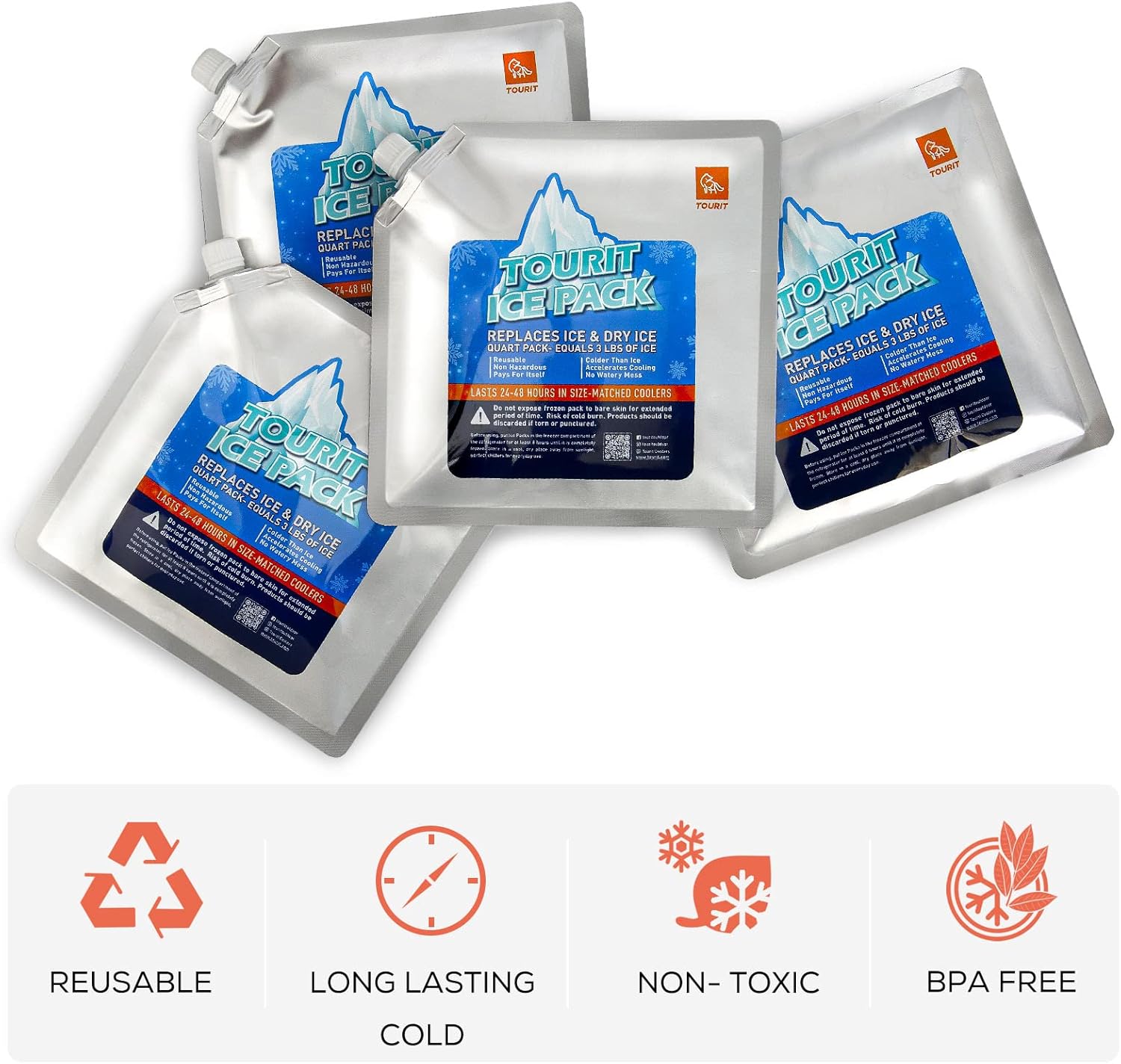 Thumbnail 2 de TOURIT Reusable Ice Packs (4 Pack) – Long-Lasting Gel Ice Packs for Coolers, Lunch Bags and More