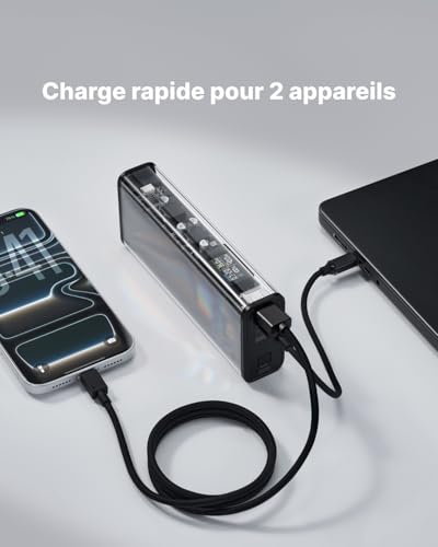 Detalle de SHARGEEK 140 Power Bank: Batterie Externe 20000mAh, Écran Intelligent et Charge Ultra-Rapide 140W