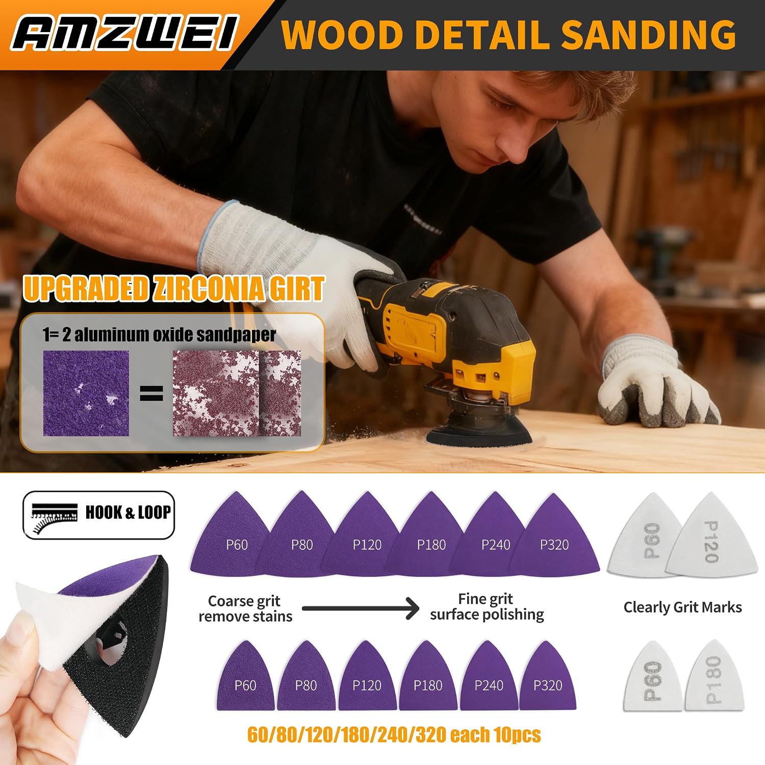 Detalle de AMZWEI JP038 153-Piece Oscillating Tool Blade Set with Titanium Blades