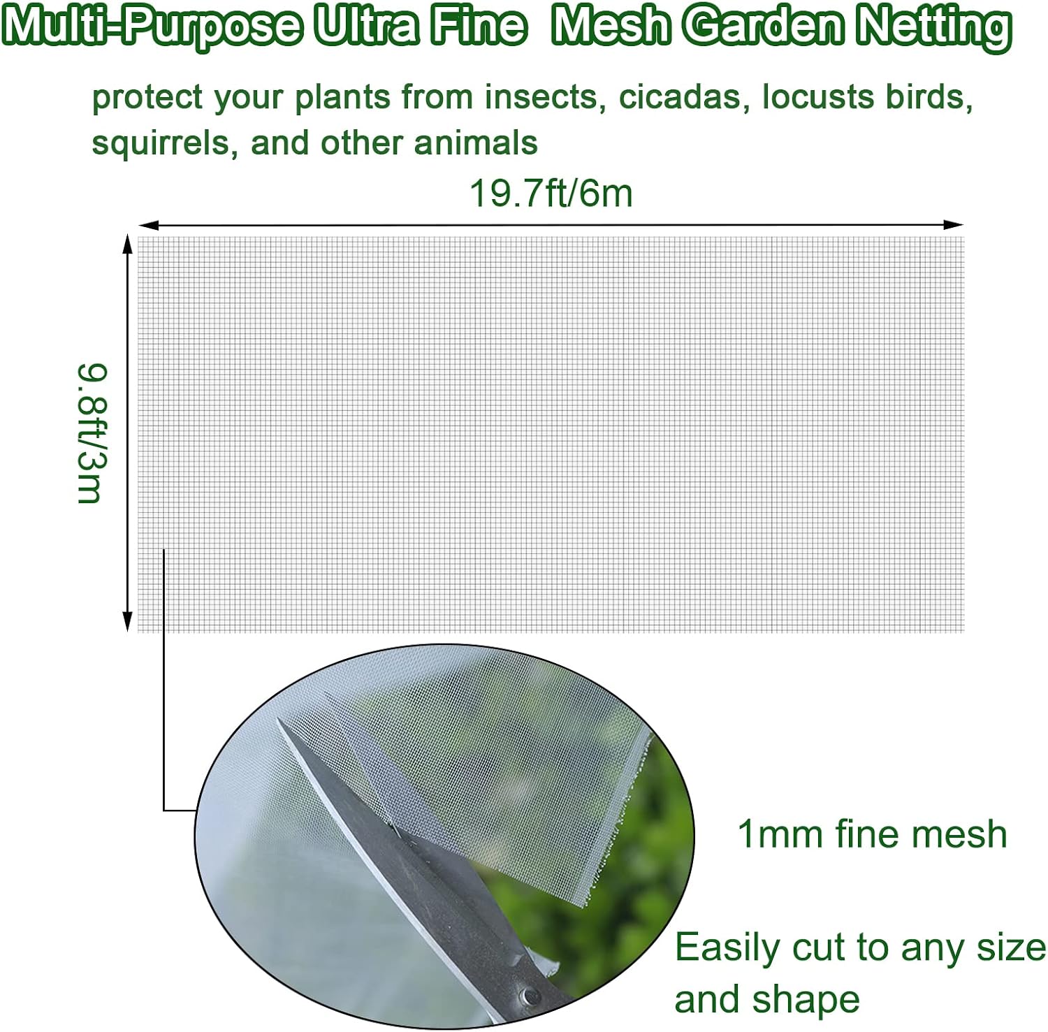 Thumbnail 1 de Garden Netting for Veg Patch Fine Mesh 3x6m: Insect Protection Netting for Veg Crops