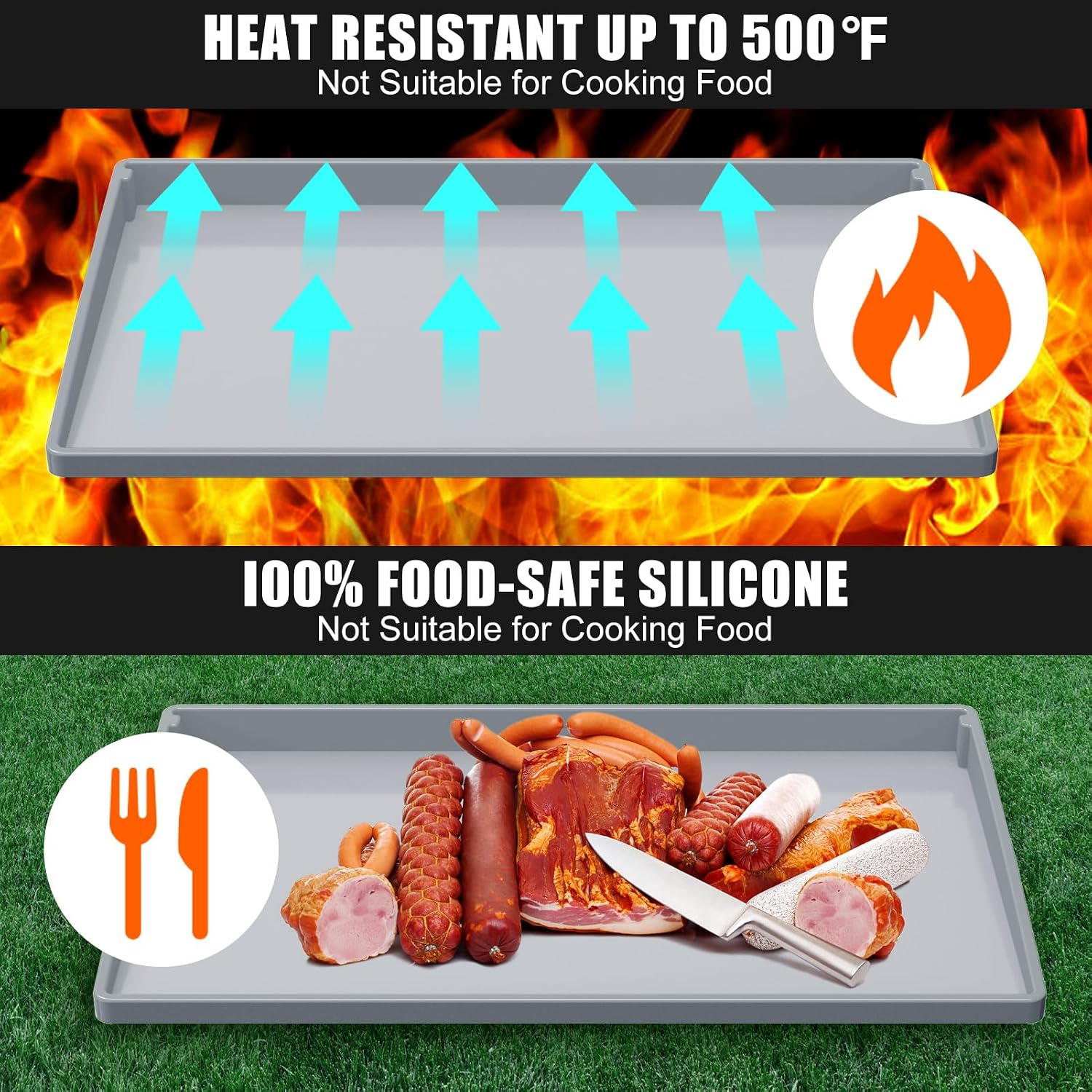 Thumbnail 5 de BESSIO KLDG 36-Inch Silicone Griddle Mat Cover for Blackstone, Gray