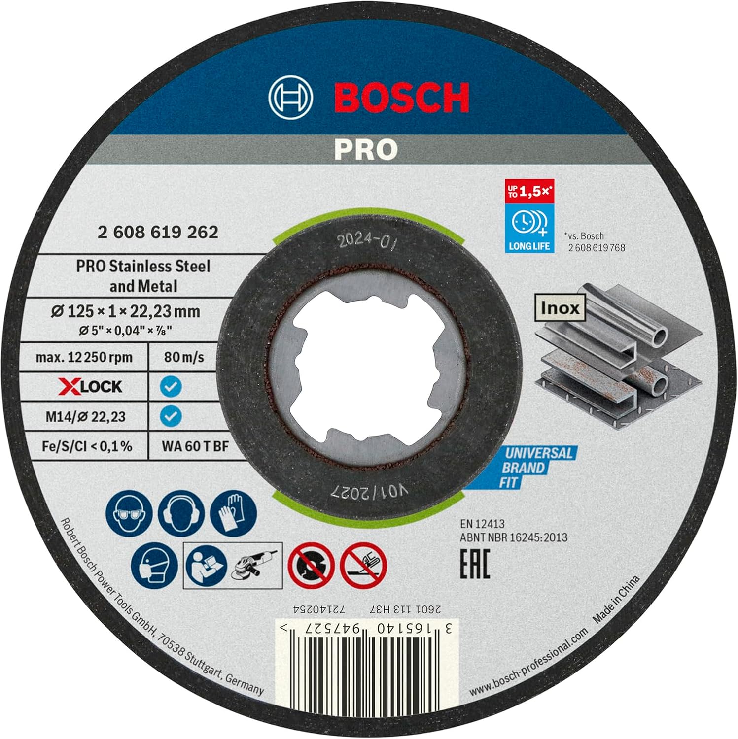 Thumbnail 6 de Bosch Professional 2608619266 10-Pack Standard straight cutting discs for Inox (115 mm, X-LOCK compatible)