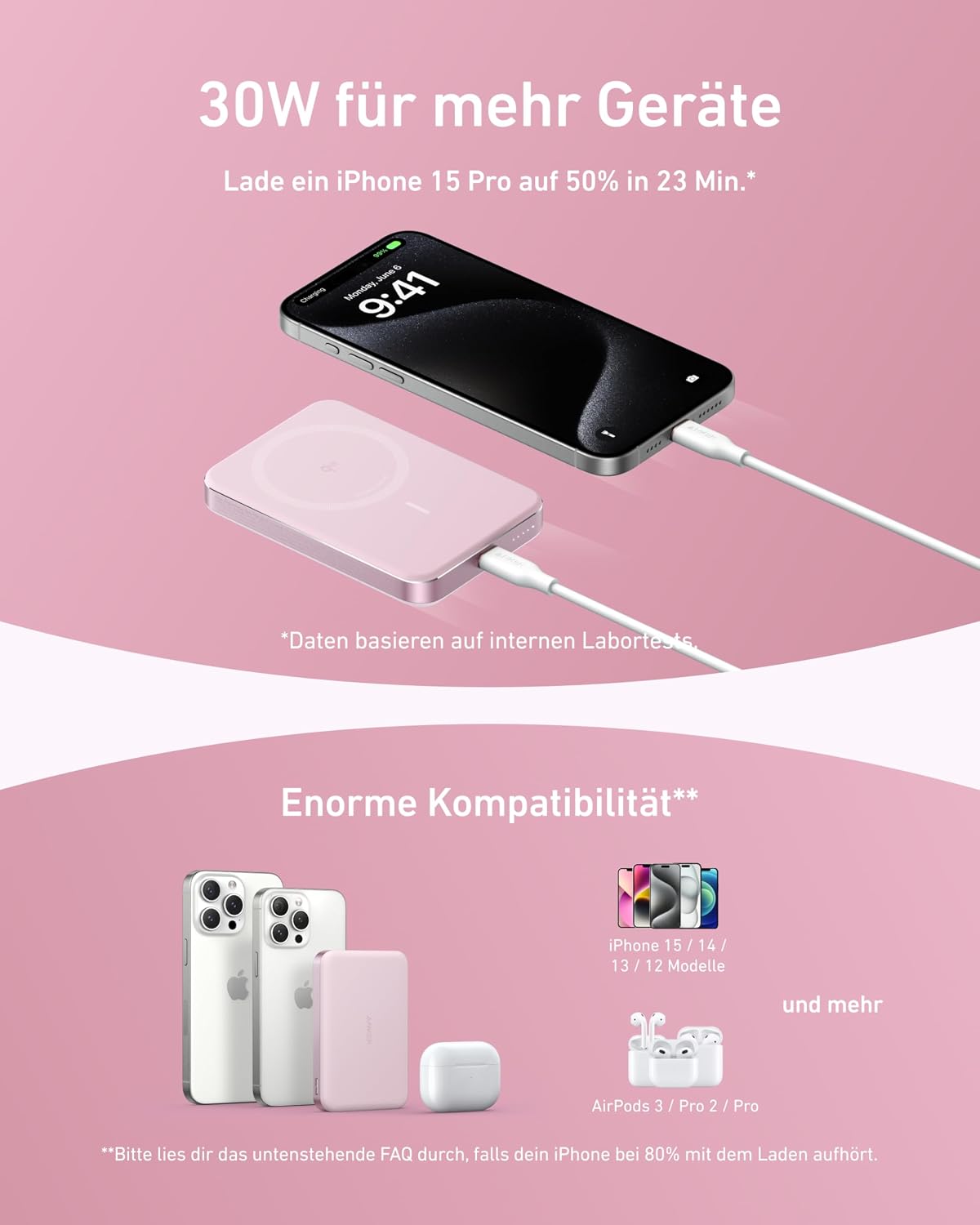 Detalle 2 de Anker MagGo Powerbank (10.000 mAh) ultra-schlank mit Qi2 und MagSafe-kompatibler Magnet-Ausrichtung