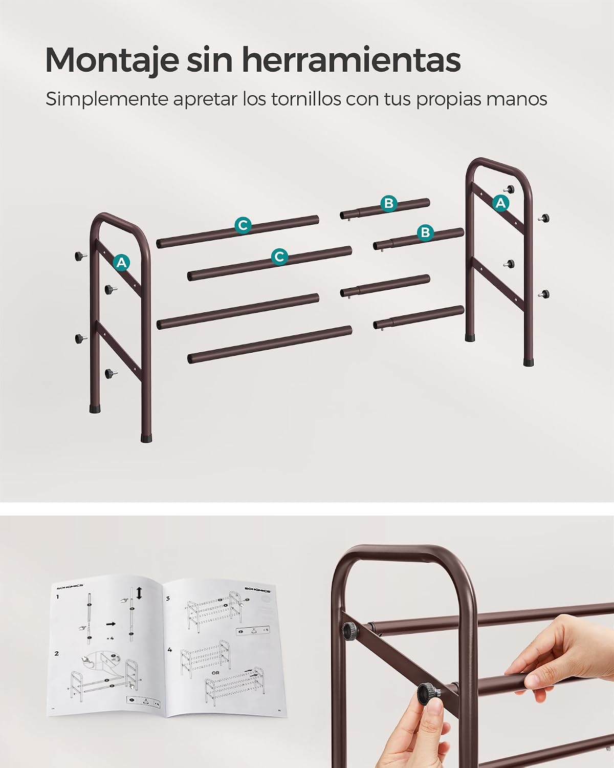 Thumbnail 4 de SONGMICS Zapatero Extensible Bronce 58 cm