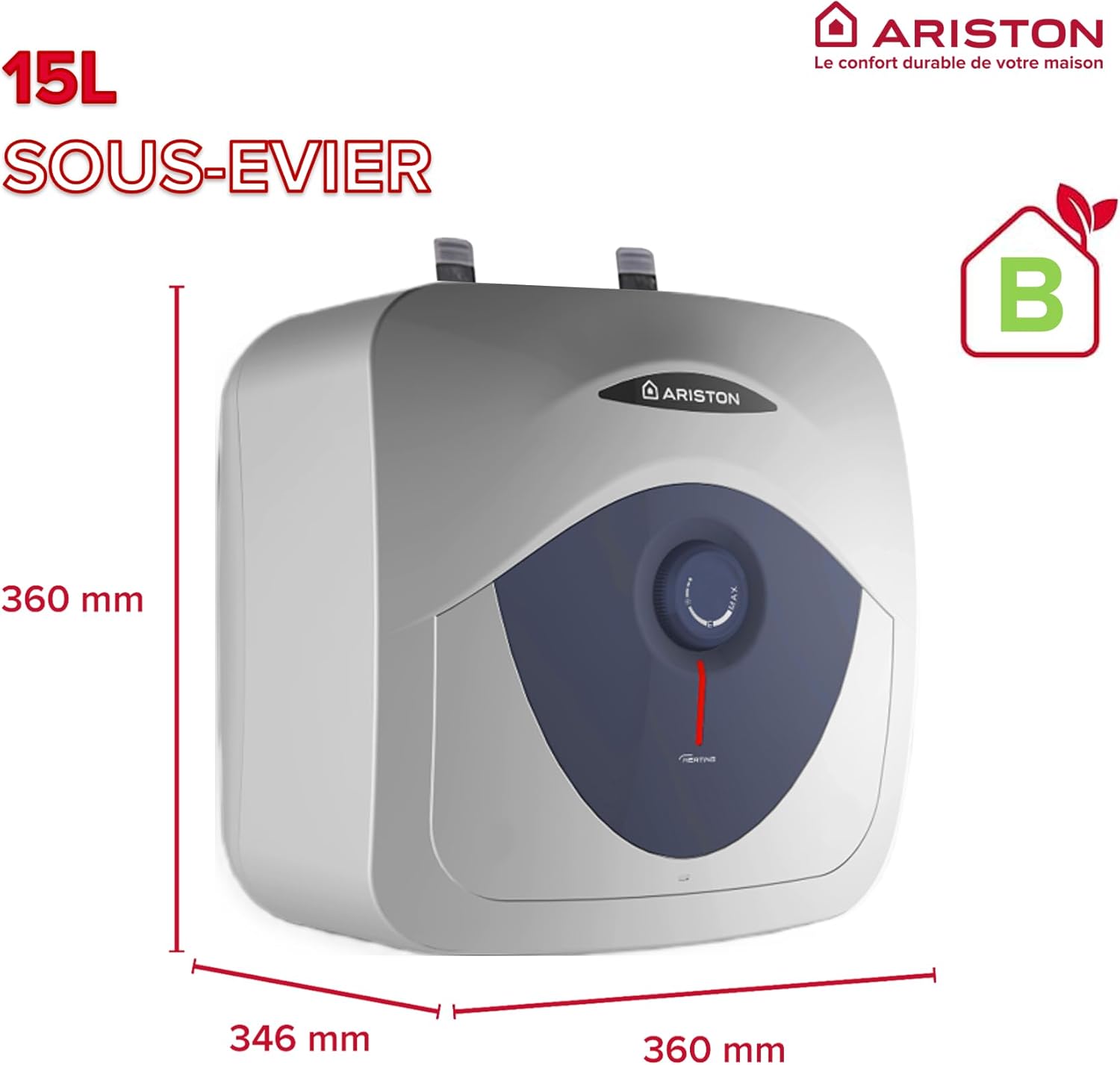 Thumbnail 1 de Ariston Blu Evo RS 15L – Chauffe-eau électrique compact 15 litres, 2000 W, idéal cuisine ou salle de bain