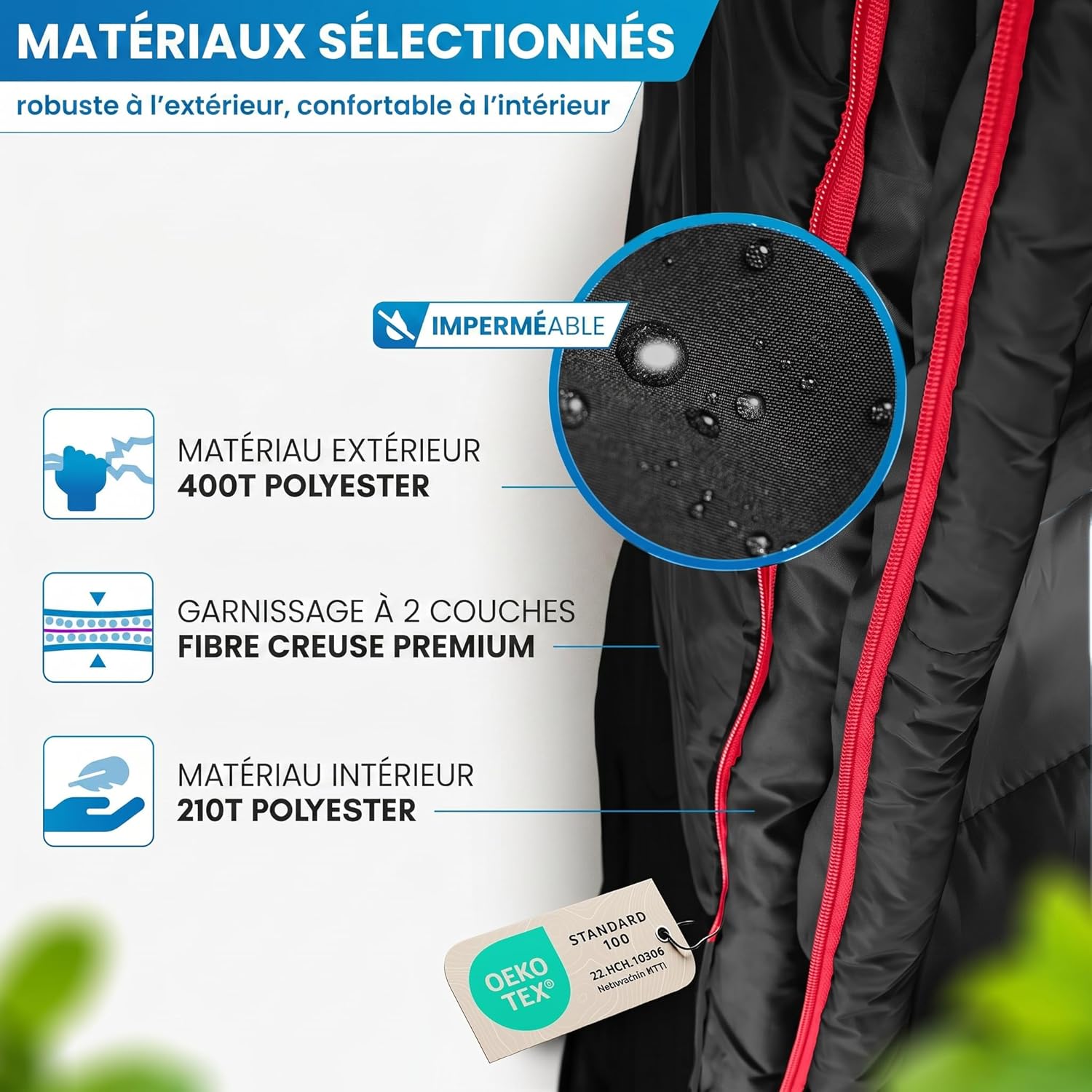 Thumbnail 1 de NORDMUT Sac de Couchage Couverture Adulte – 220 x 80 cm, ultra‑léger et compact (1600 g) avec fermeture éclair YKK double sens