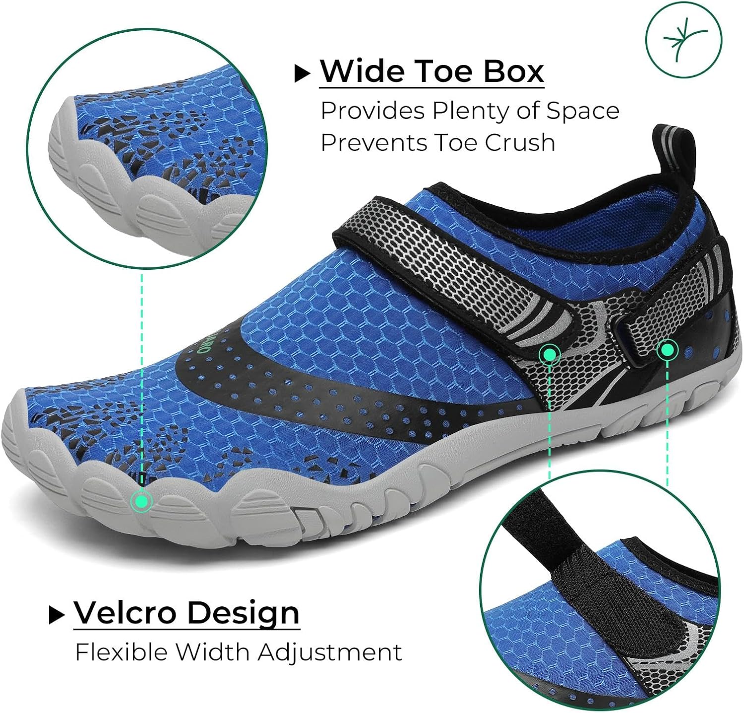 Detalle 2 de Saguaro Chaussures aquatiques antidérapantes avec séchage rapide et 7/9 trous de drainage (GR.35-48)
