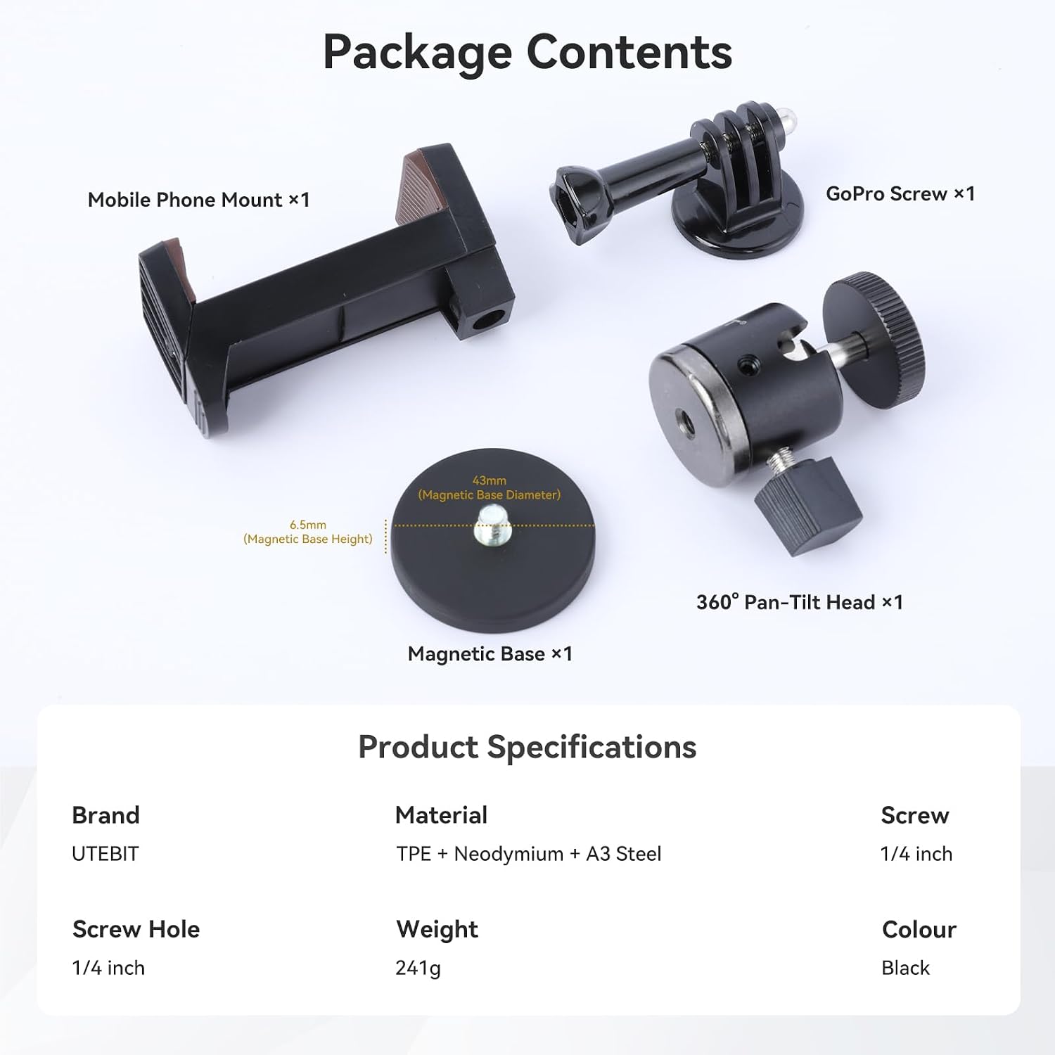 Thumbnail 6 de UTEBIT 43mm Magnetic Camera Mount with 360° Rotating Ball Head