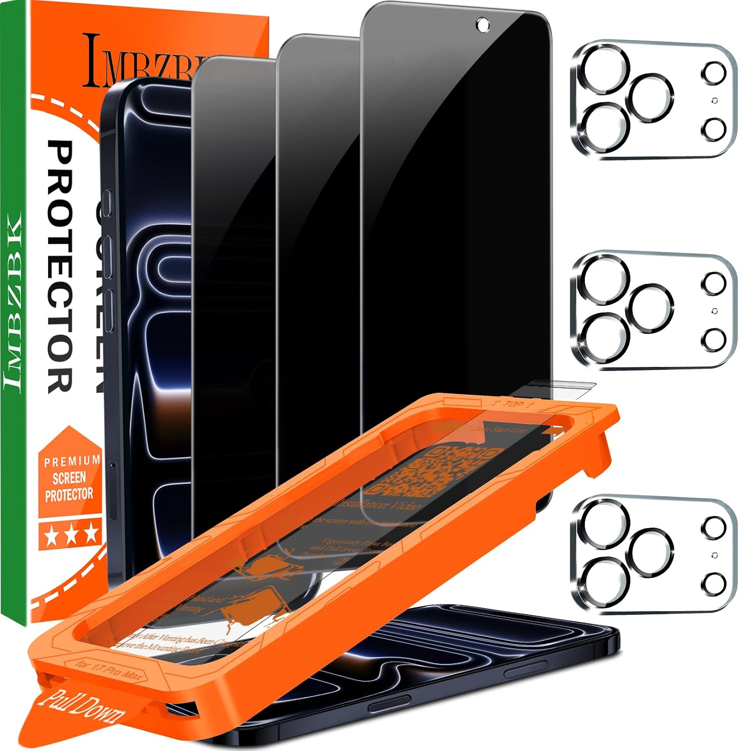 Detalle de Verre trempé IMBZBK pour iPhone 17 Pro Max, protection 9H+, 3 pièces ⚙